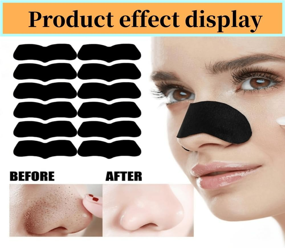 Nose Strips, 50 Pcs Deep Cleansing Pore Strips, Blackhead Remover,Blackhead Removal Tool,Suitable for Men and Women Black image number 1