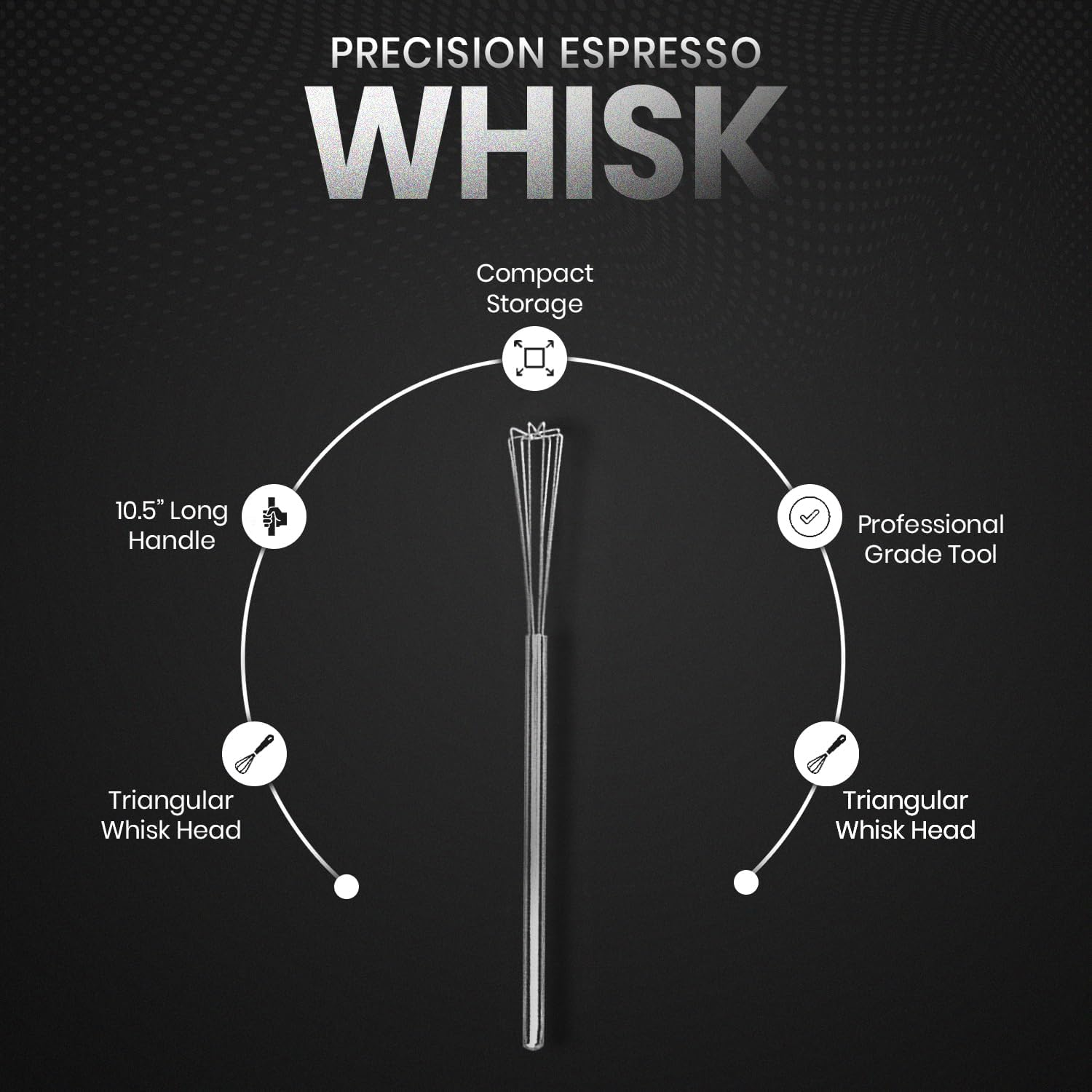 Rattleware 10.25" Long-Handle Silver Espresso Whisk - Perfect Coffee Distribution, Stainless-Steel Triangular Design, Ideal for Commercial & Home Use image number 5