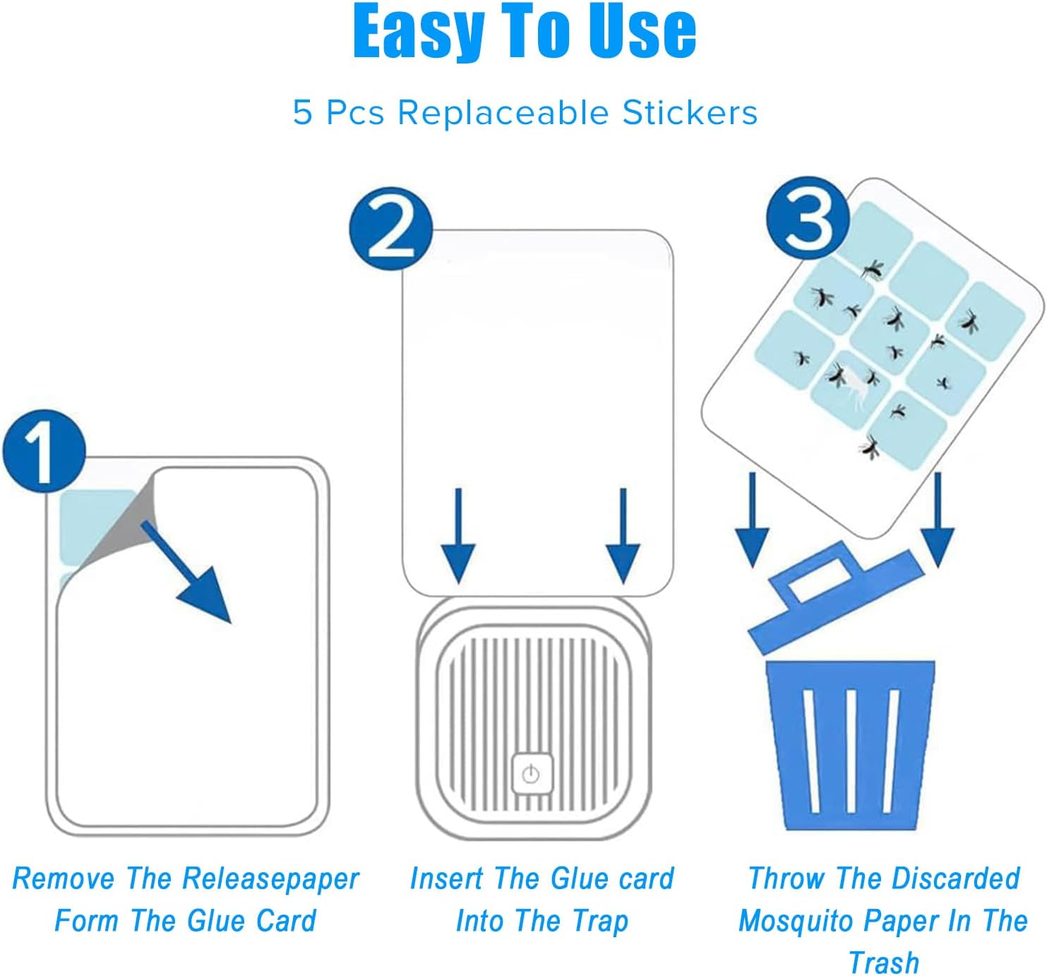 Yakiter Plug-In Mosquito Killer, Flying Insect Trap for Flies, Fruit Flies, Moths & Gnats, UV Attractant Catcher & with Adjustable Brightness Night Light, 1 Device + 5Pcs Adhesive Cards(1Pcs) image number 3