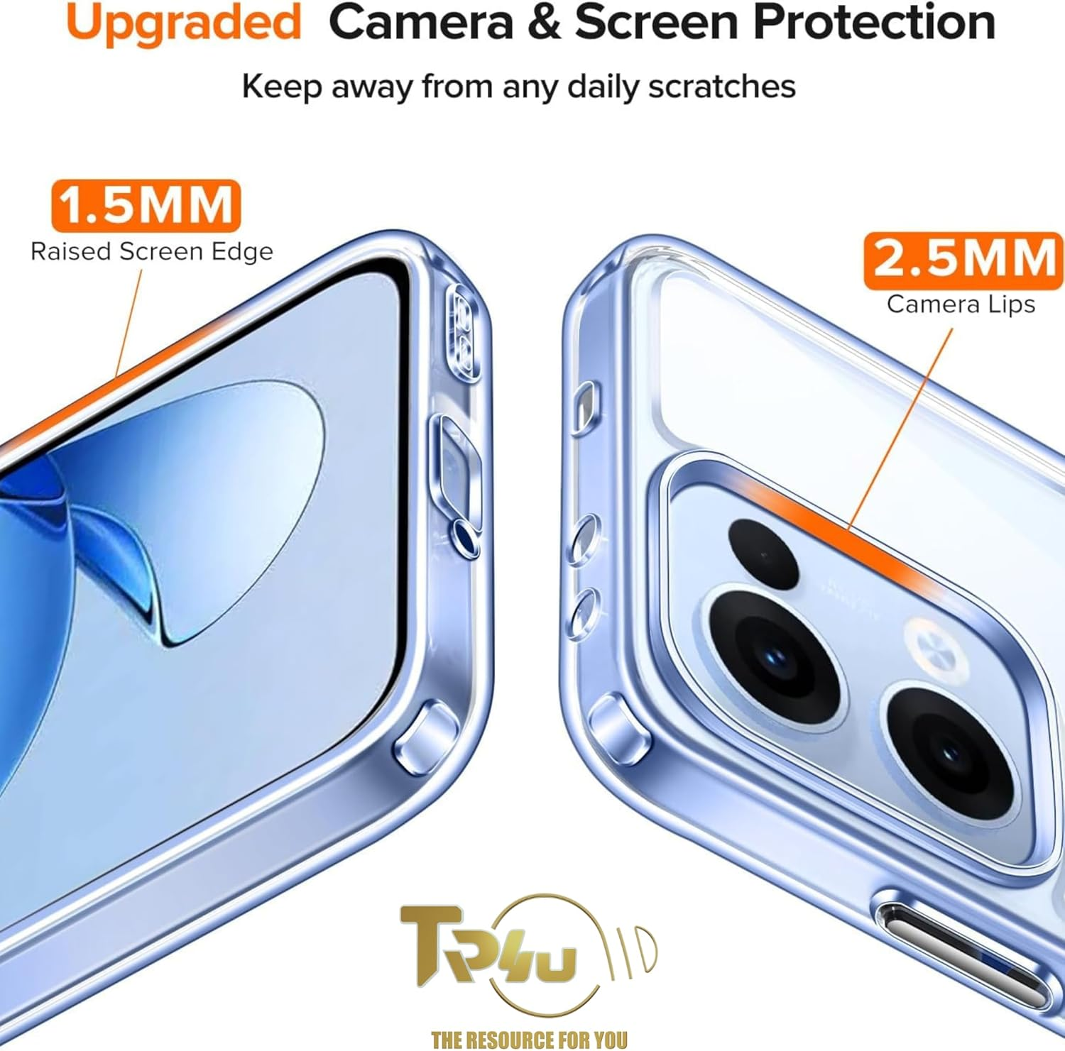 TR4U the Resource for You 3 in 1 Clear Case with 2-Pack Screen Protector for Oppo Reno 13, [Anti-Yellowing][Shockpoof][Military Grade Protection][Non-Slip Slim Fit] Clear Case for Oppo 13 (2025)