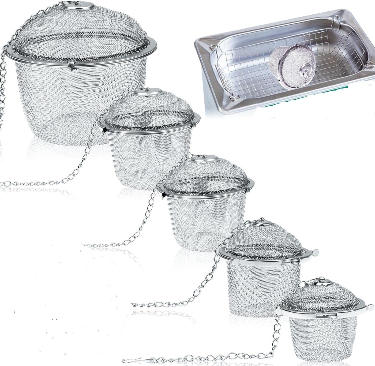 5 PCS Ultrasonic Cleaner Baskets Ultrasonic Parts Cleaner Ultrasonic Steam Cleaner Holding Baskets Tea Leaking Tea Ball Mesh Tea Infuser for Parts Holding Cleaning Ball Ultrasonic Parts Cleaner