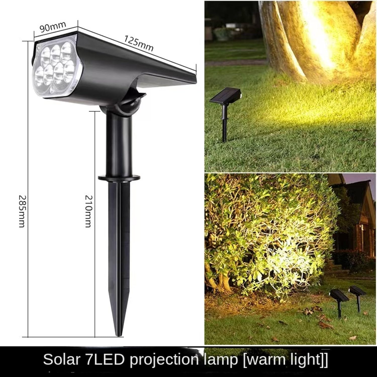 Solar Spot Lights Outdoor, 2 Pack Warm White Landscape Spotlights Dusk to Dawn 3 Modes 3 Brightness Adjustable, IP65 Waterproof Solar Lights for Lawn Tree Patio Driveway Path image number 2