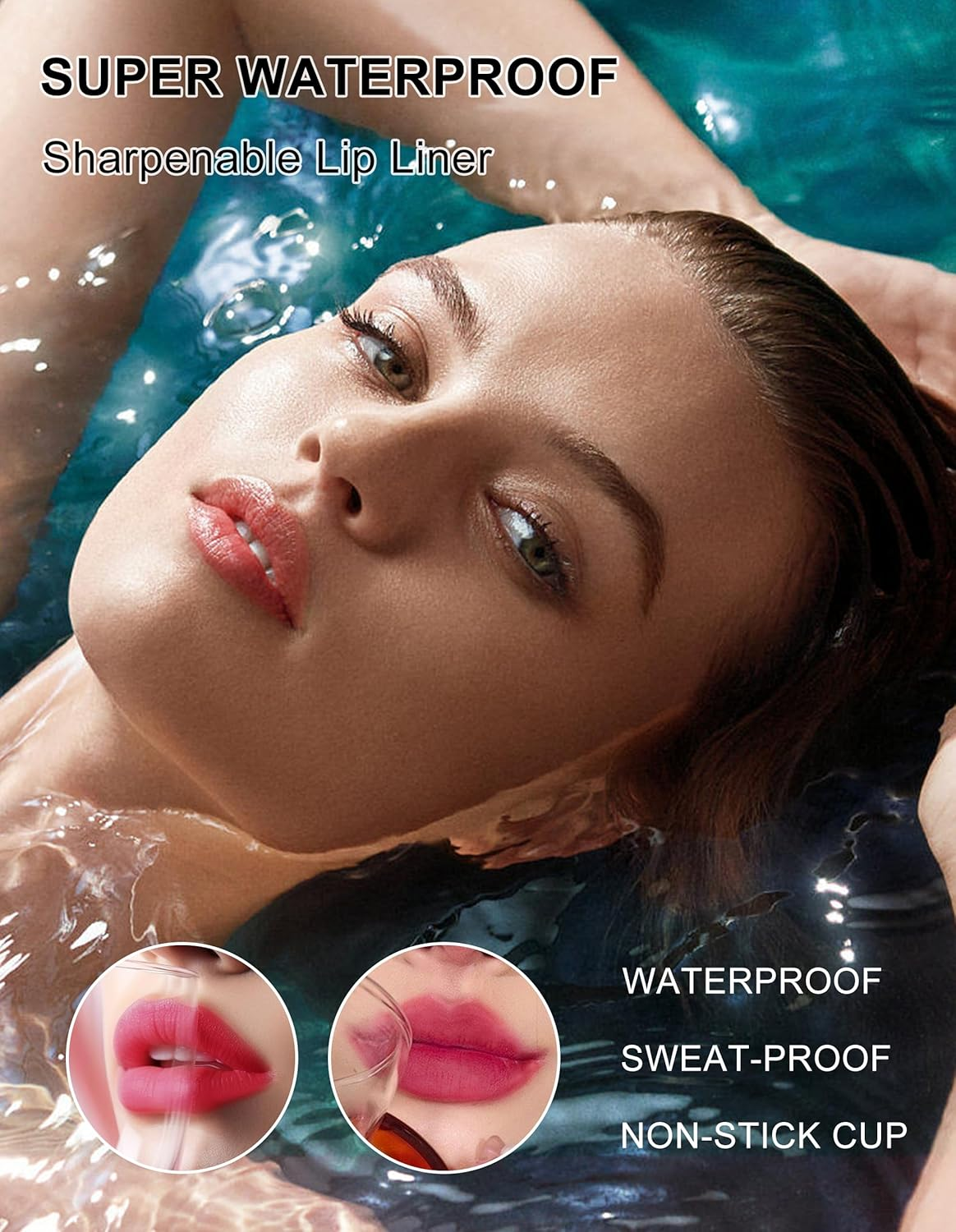 Jutqut 2 X Matte Lip Liner with Sharpener, Waterproof & Long-Lasting Lip Liner Pencil, Smudge-Proof Lip Liner, Soft Texture Lip Liner Pencil, Precise Application & Contouring