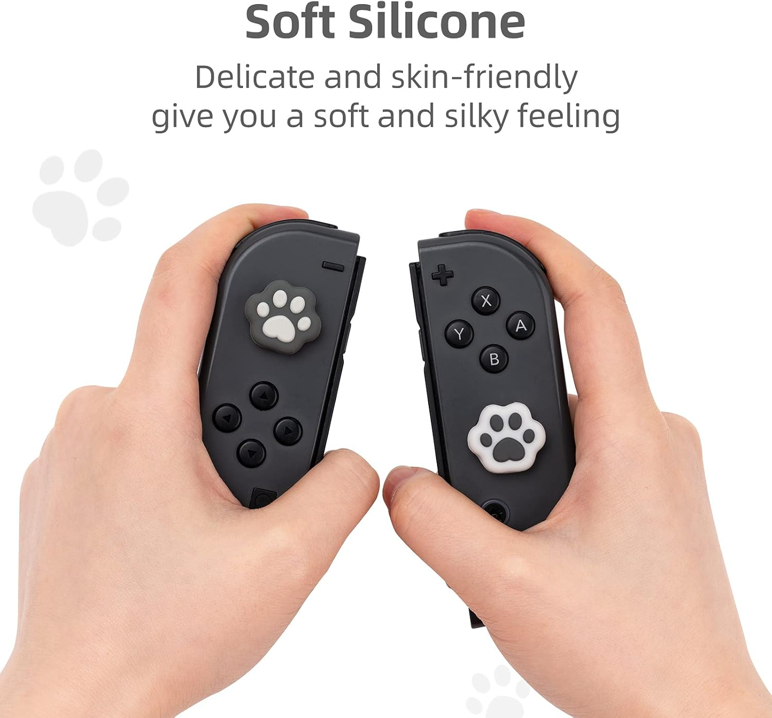 Geekshare Cat Paw Shape Thumb Grip Caps,Compatible with Switch/Oled/Switch Lite,Soft Silicone Joystick Cover, 4PICS (Sesame Grey) image number 3