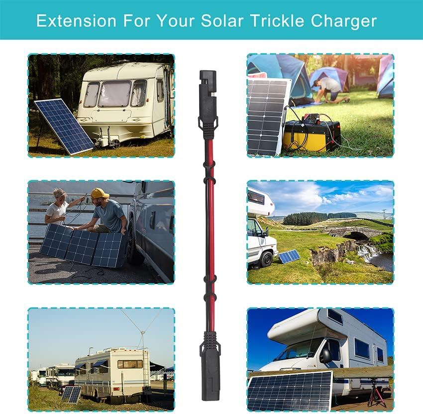 SAE to SAE Solar Charger Cable 12V Extension Battery Quick Disconnect 2-Pin Plug 6FT 16AWG with Waterproof Caps image number 2