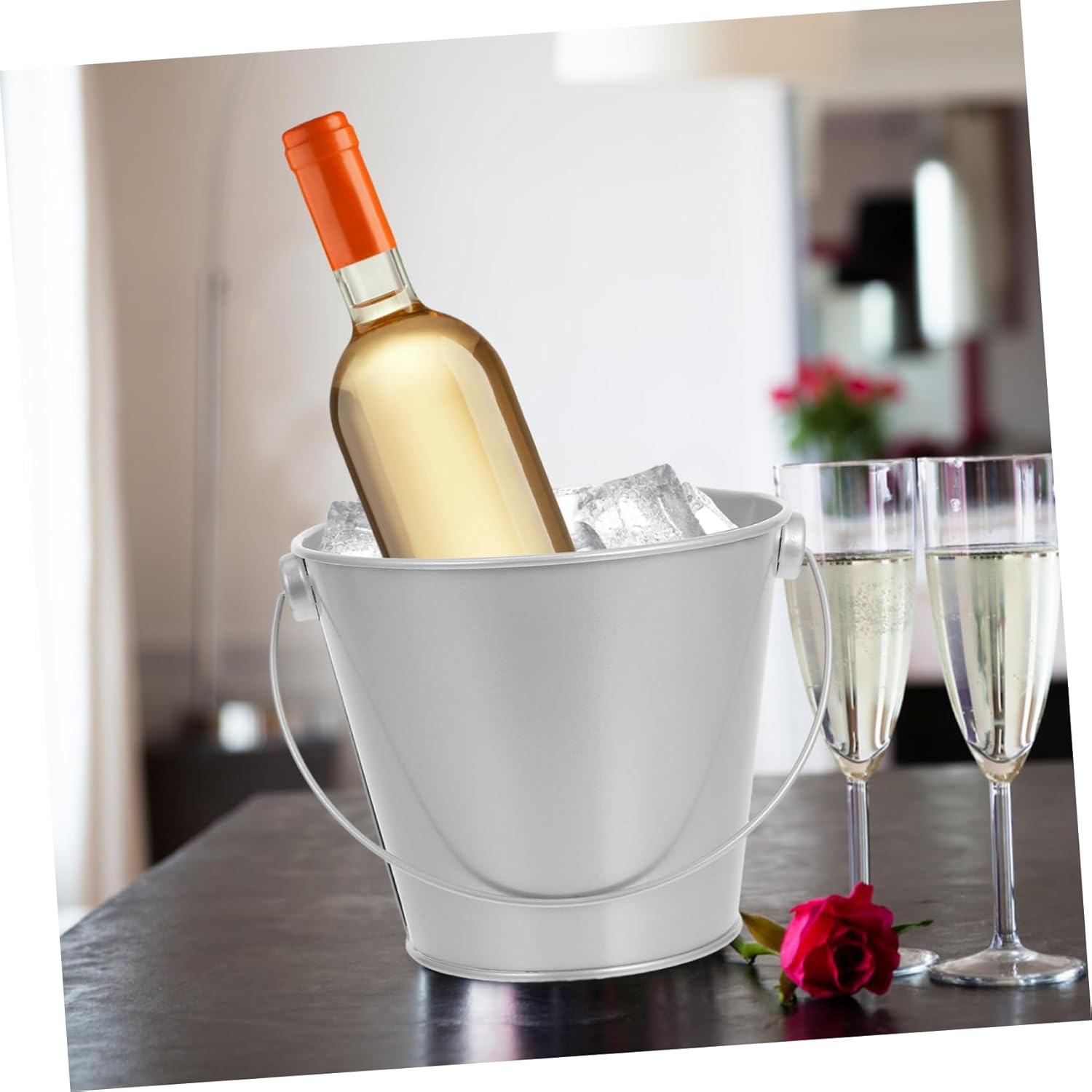 Alipis 3Pcs Portable Iron Keg Small Tin Bucket Lid Metal Gardening Bucket Metal Pail for Party Decor Rustic Tin Pitcher Plant Container image number 6