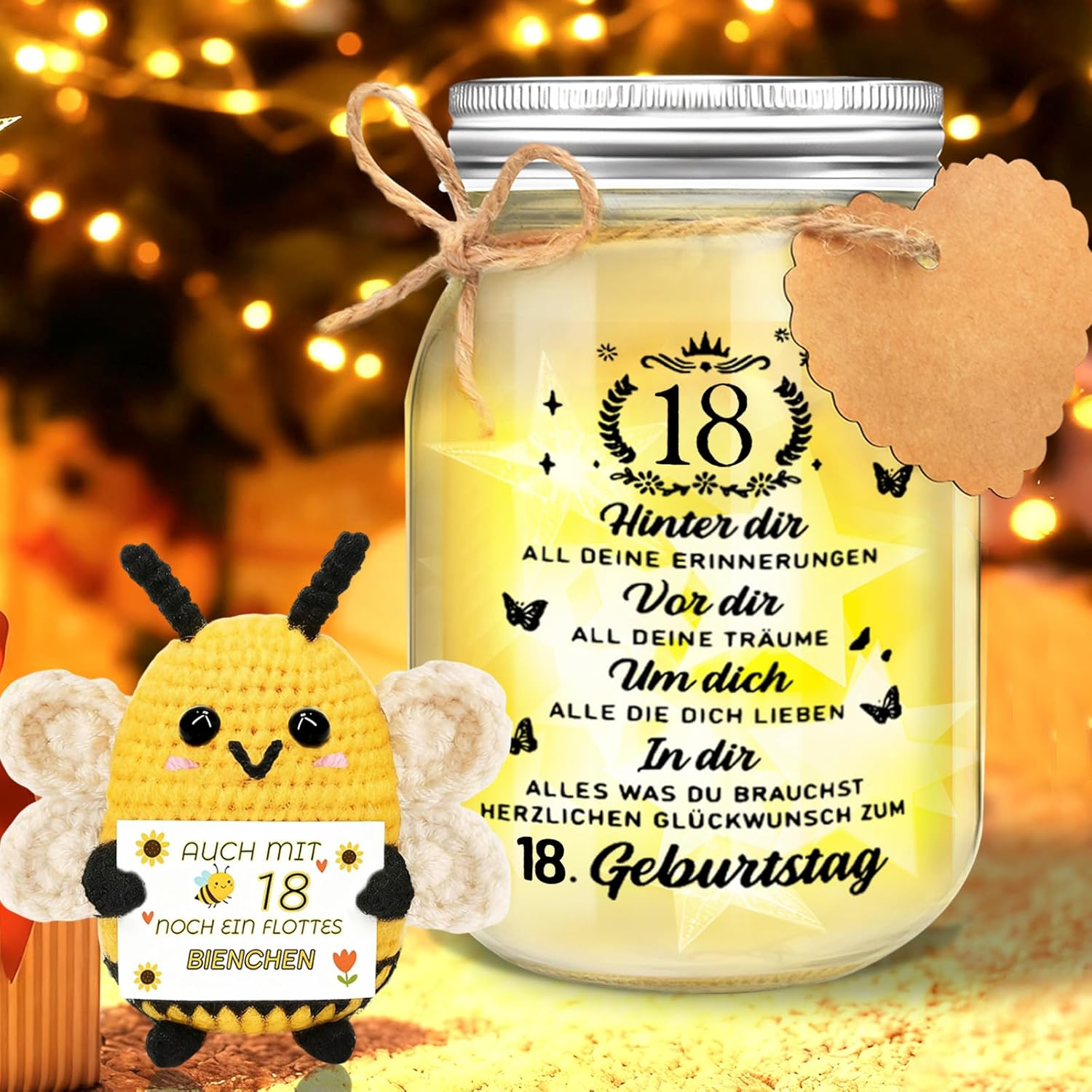 Gifts for 18Th Birthday Girl Boy Bottle Light with Positive Potato Bee Money Gifts Birthday 18Th Birthday Money Gifts Packaging Pocket Hug Positive Lucky Charm Bee