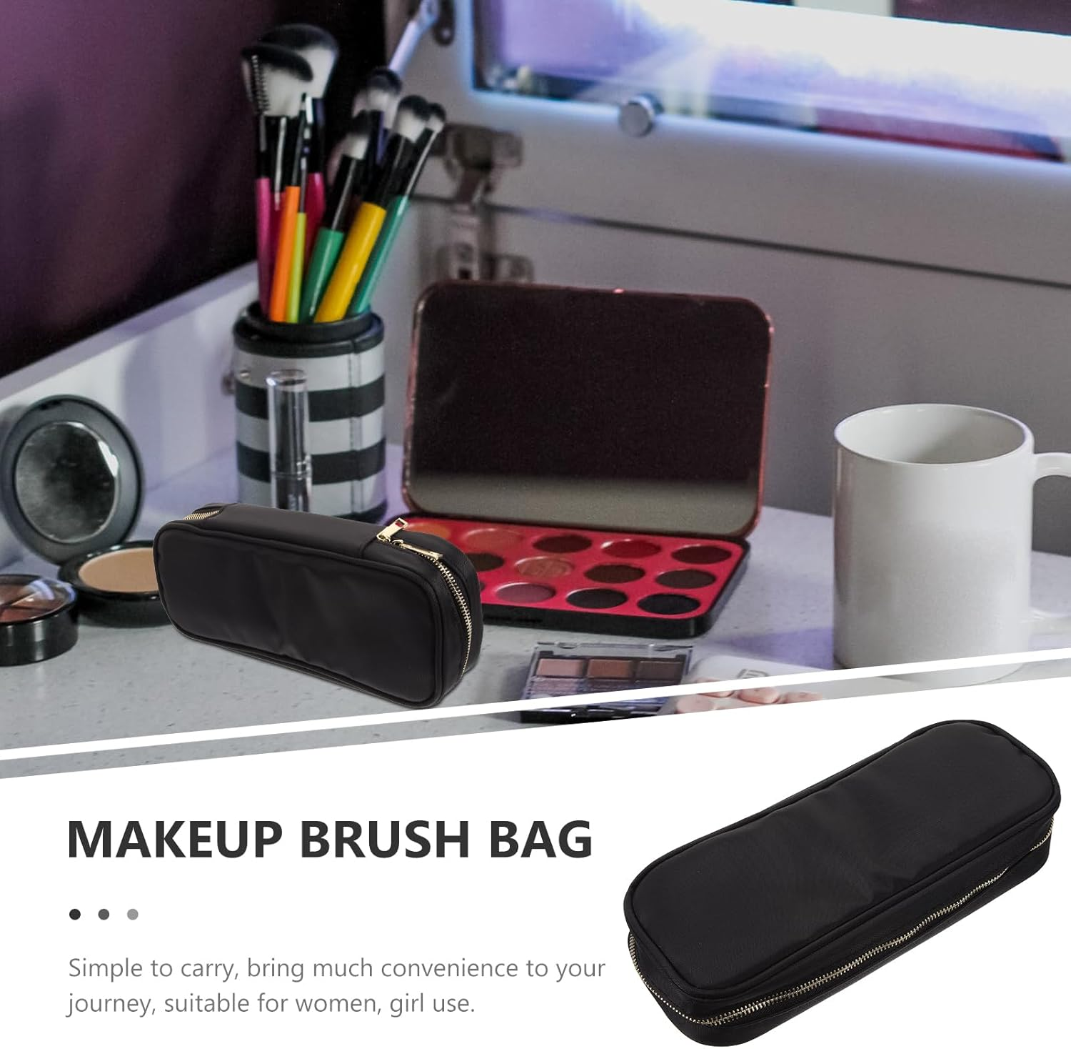 PACKOVE Makeup Brush Pouch Makeup Brush Holder Travel Makeup Brush Case Cosmetic Brush Bag for Women Girls image number 1