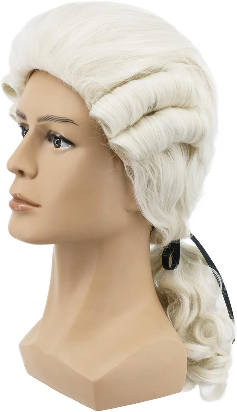 Yuehong Long Mens George Washington Cosplay Curly Gentleman Lawyer Wig 2#