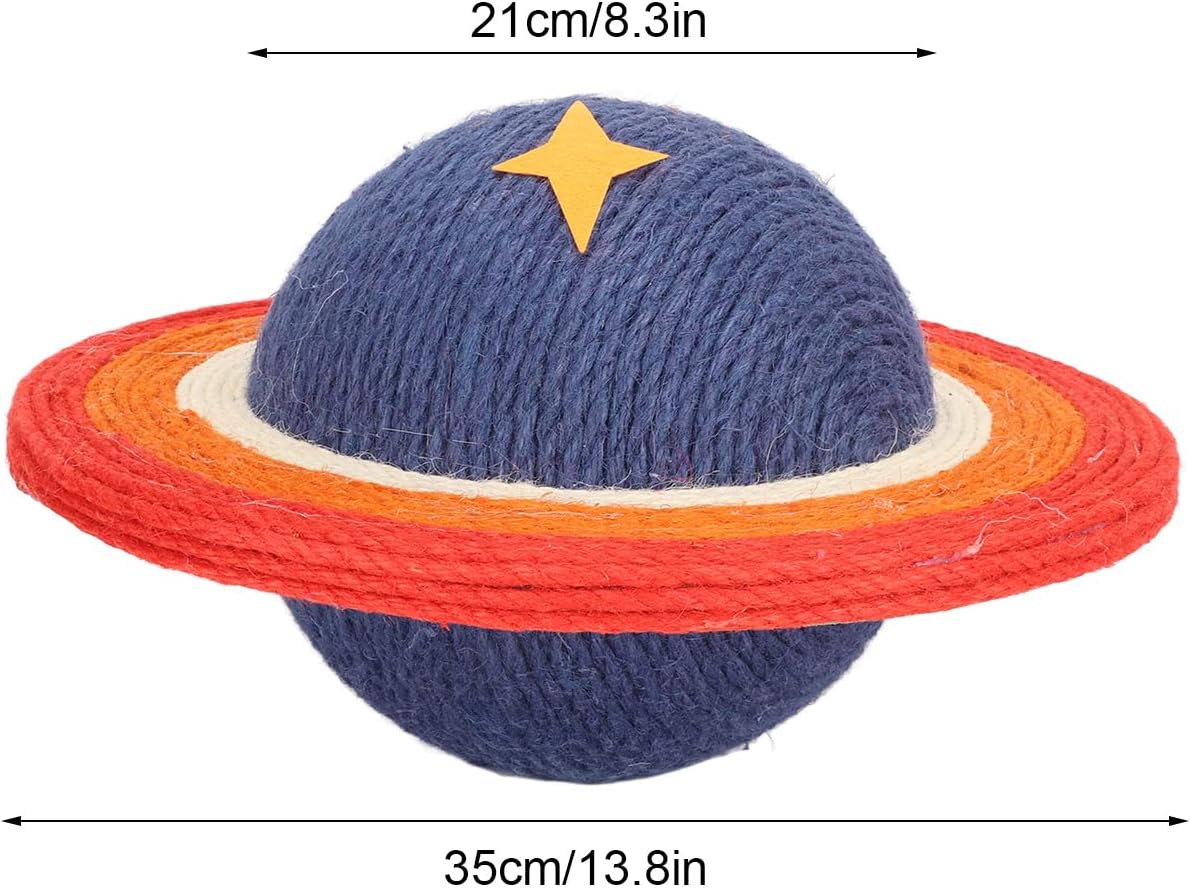 Planet Shape Sisal Cat Scratcher, Sisal Cat Scratching Rotatable Ball Interactive Toy, Relieve Boredom Prevents Furniture Damage Kitten Scratch Toy for Cat Kittens