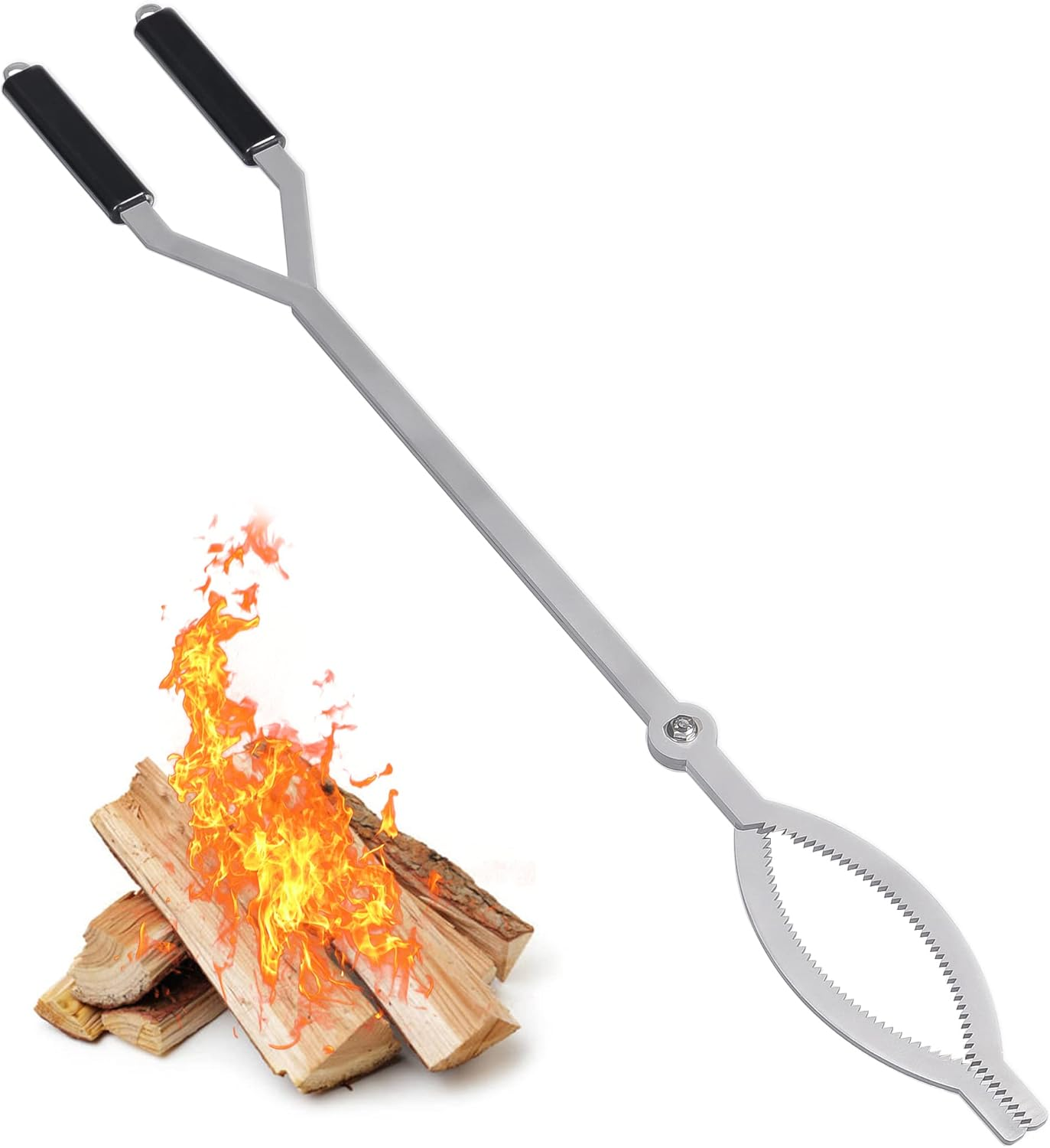 40" Fire Tongs Firewood Grabbers, Stainless Steel Large Fire Pit Tool Indoor Fireplace Outdoor Bonfire Campfire Backyard Deck Camping Log Grabbers Tool image number 5