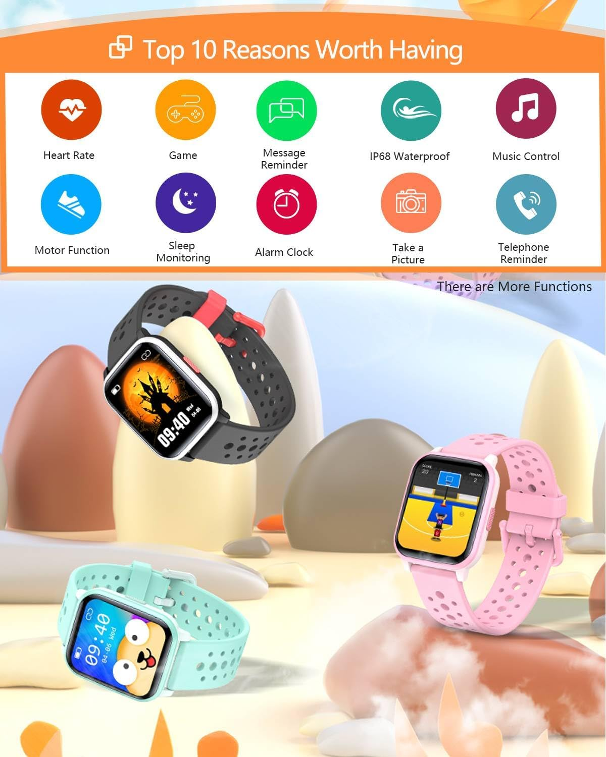 Kids Smart Watch for Girls Boys, 1.54'' Fitness Activity Tracker Watch with Games, Sleep Modes, 20 Sports Mode, Pedometers, Waterproof, Great Smartwatch Birthday for Kids Age 6+ Kids Teens (Pink) - Blue image number 4