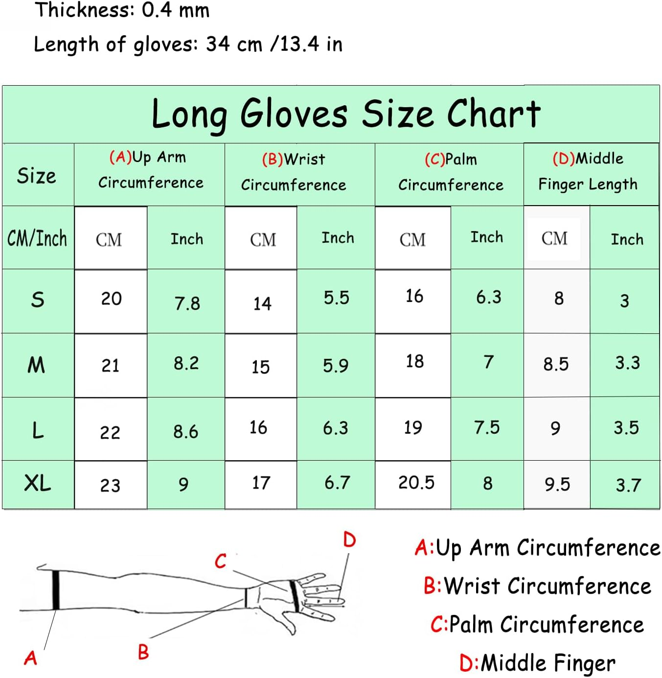 ABWL Sexy Black Long Latex Gloves for Women,Fetish Natural Rubber Gloves Cosplay Costume Party Clubwear image number 3