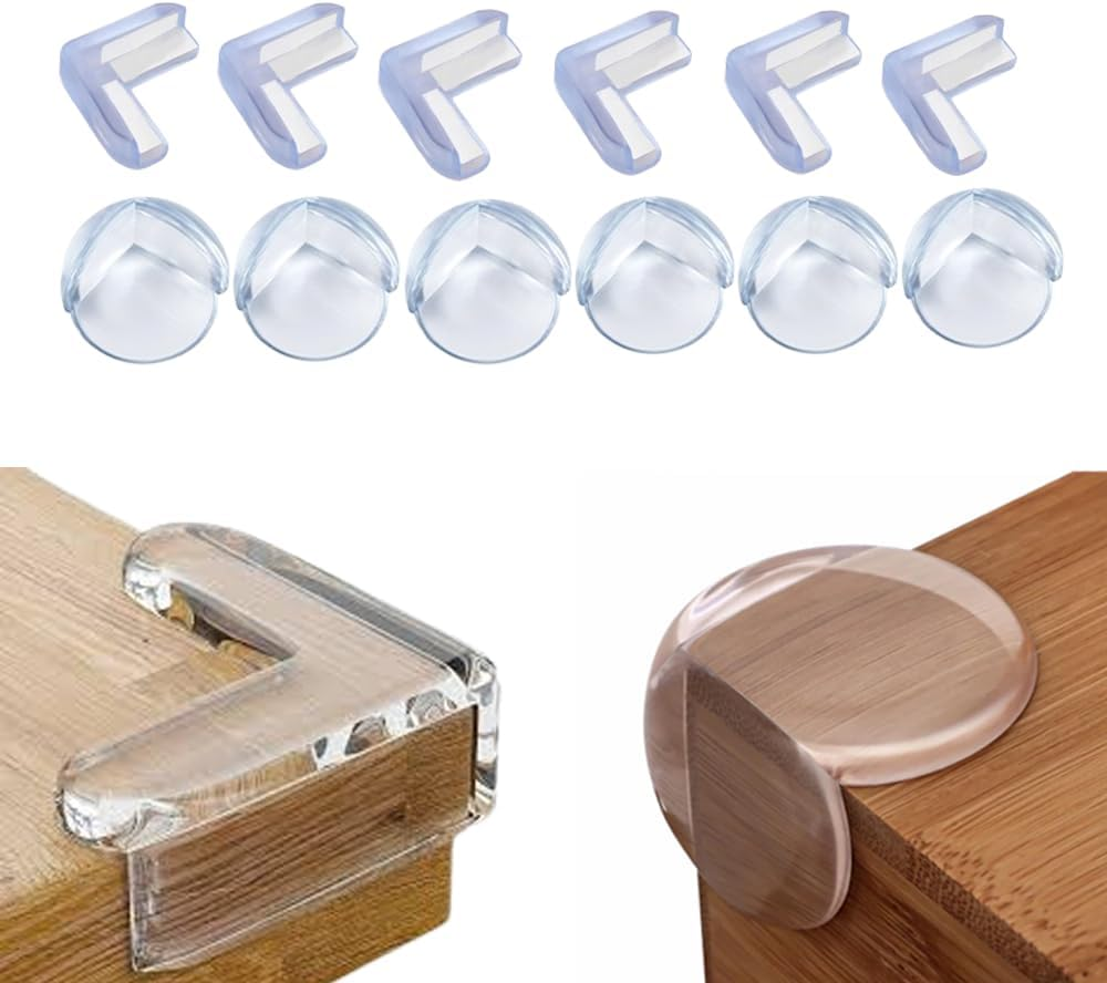 Inabias 12 Pack Corner Protectors for Kids -Clear Silicone Edge Guards Baby Proofing Corner Bumpers with Strong Adhesive for Table, Furniture, Baby Safety & Toddler Protection (6 R + 6 L) image number 6