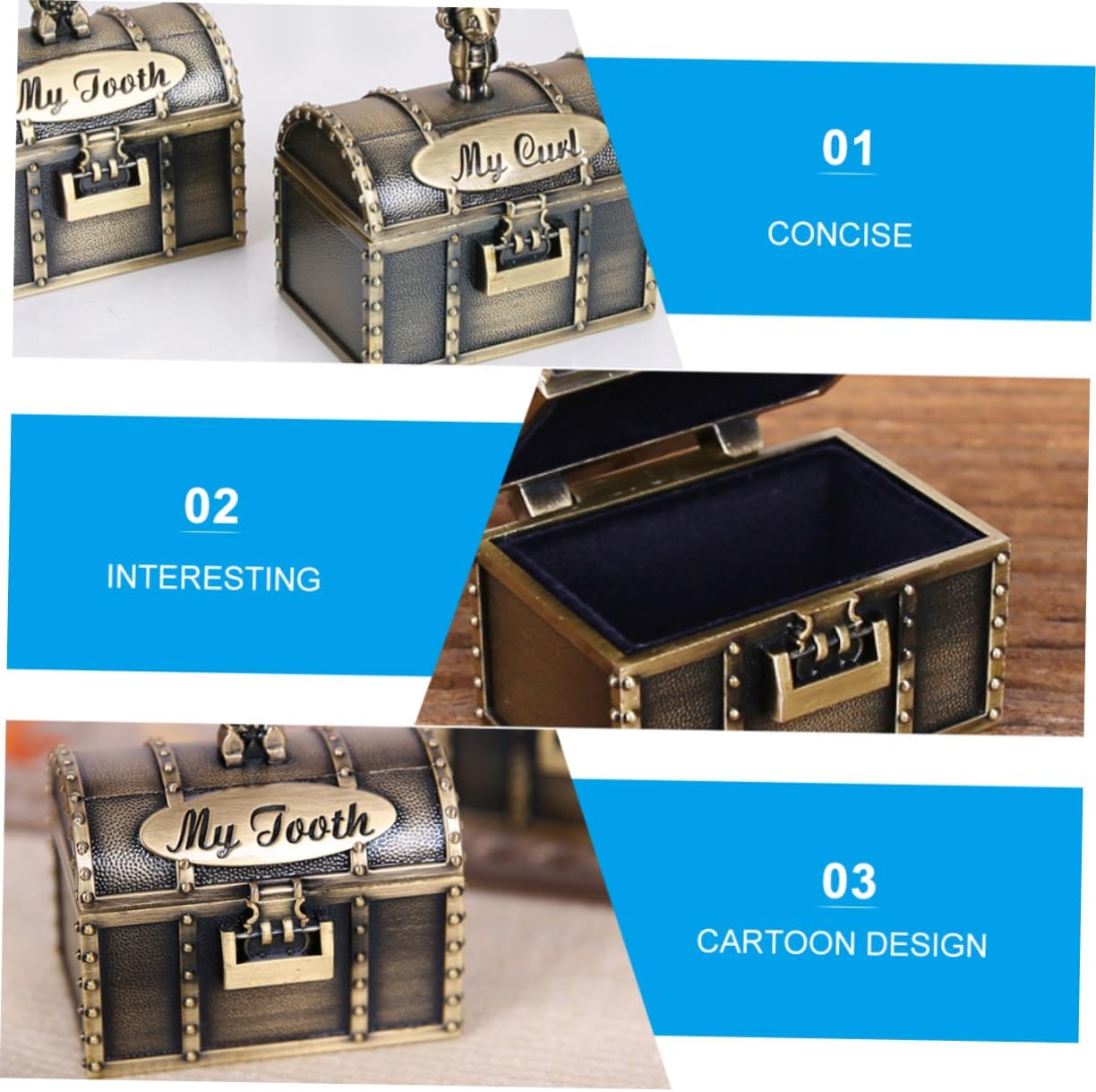 2Pcs Fetal Hair Storage Box Keepsake Box for First Tooth Tooth Curl Container for Teething image number 2
