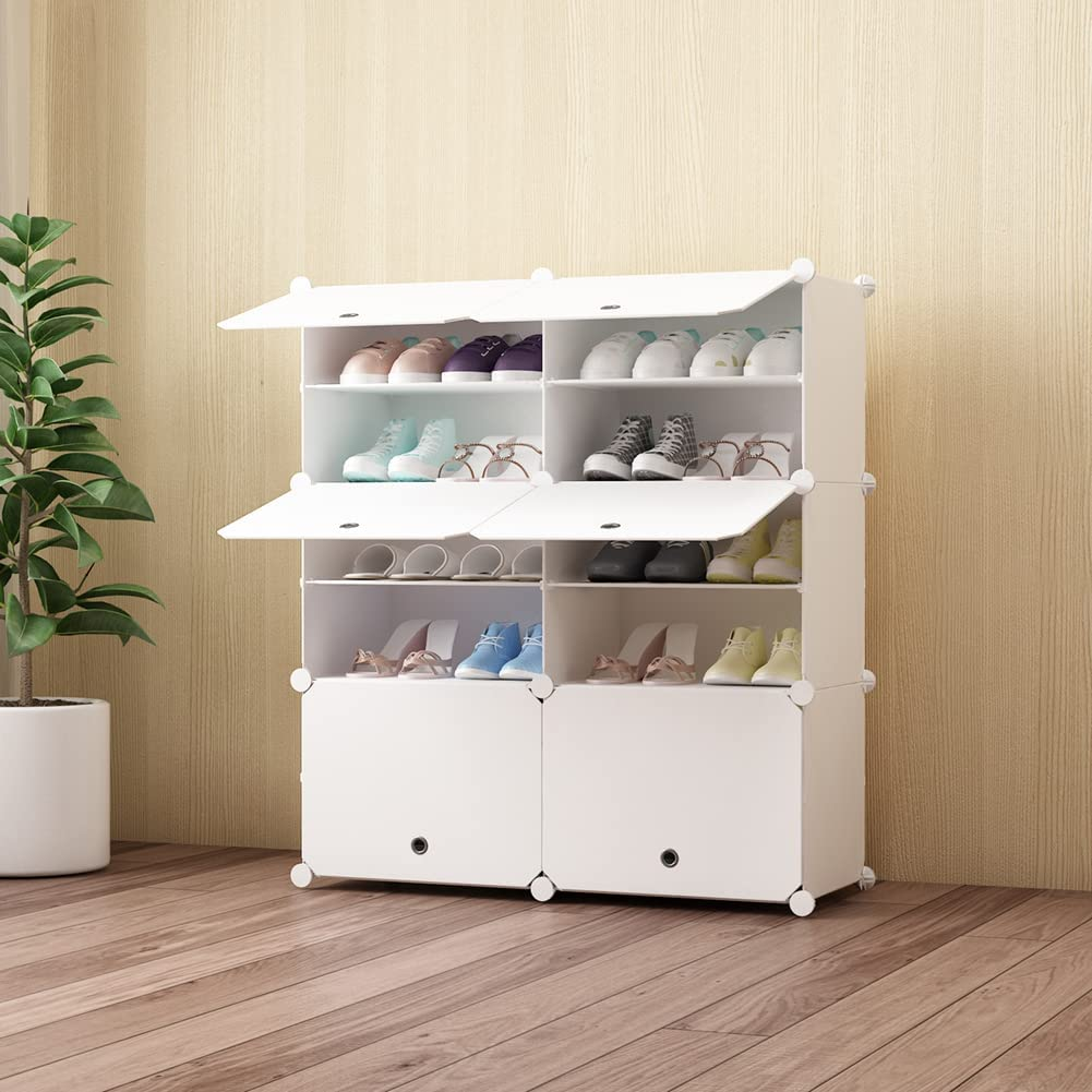 Portable Shoe Storage Plastic Cube Storage Tower Shelves for Storage Shoe Cabinet Shoe Rack (2 Row of 6-Layer) image number 2