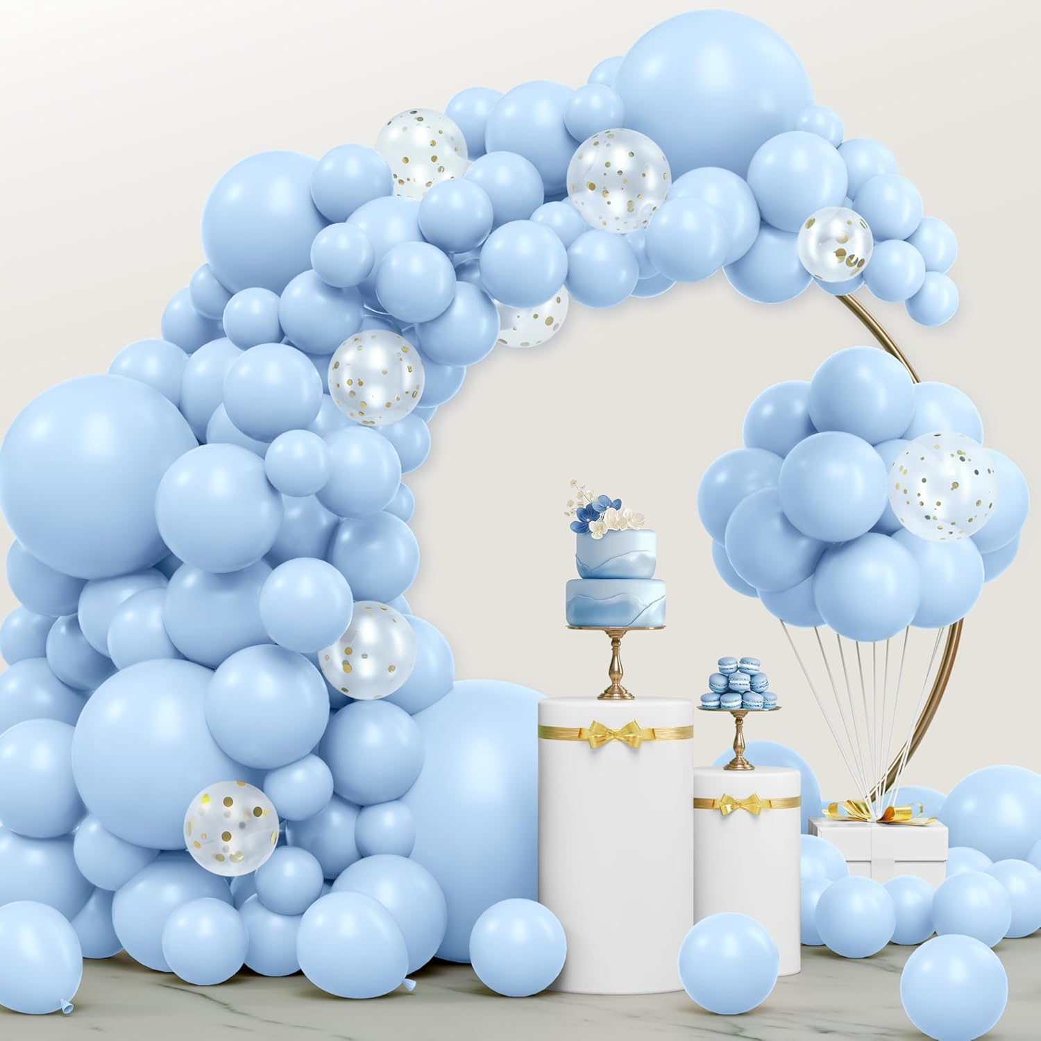 JOYIN 150 Pcs Sand White Balloons, Different Sizes 18 12 10 5 Inch Sand White Latex Balloon Arch Kit with Instruction for Birthday Party Graduation Wedding Holiday Decoration