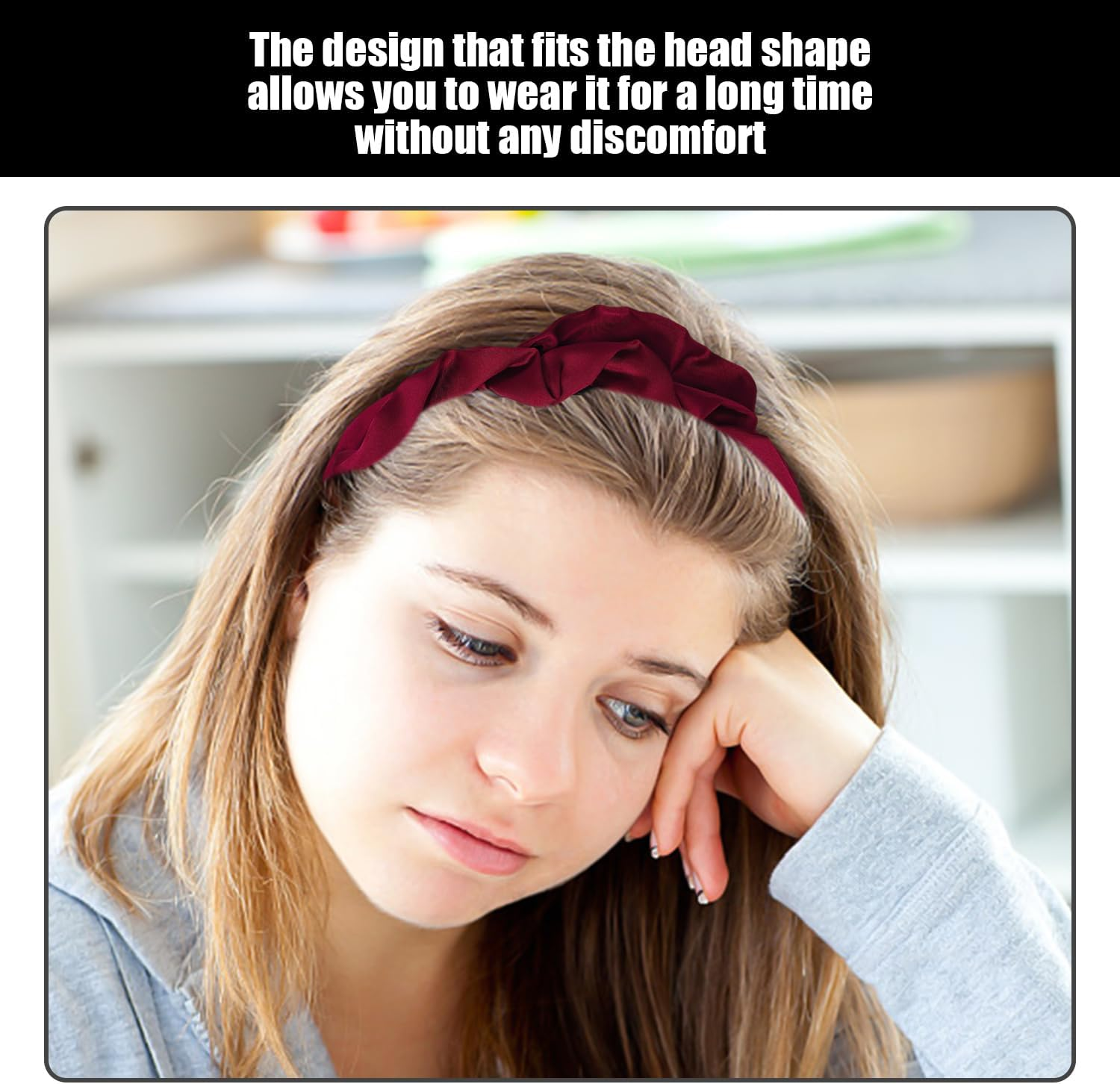 Pack of 2 Pleated Headbands, Headbands for Women, Satin Headbands, Retro Headbands, Simple Versatile Headbands (Black, Red)