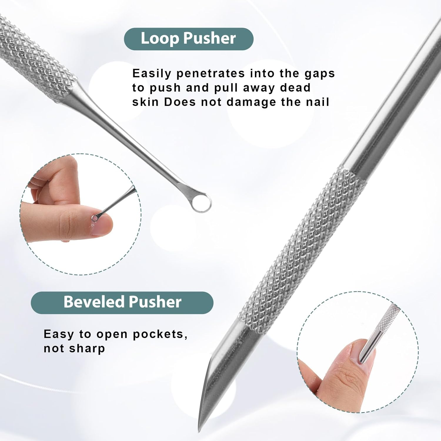 Qianyu Pre-Treatment Cuticle Pusher Dual Ended Cuticle Remover Nail Pushers with 100/180 Grit Sandpaper Sheets Nail Care for Manicure Pedicure Nails Art Care Tools Fingernails Toenails image number 2