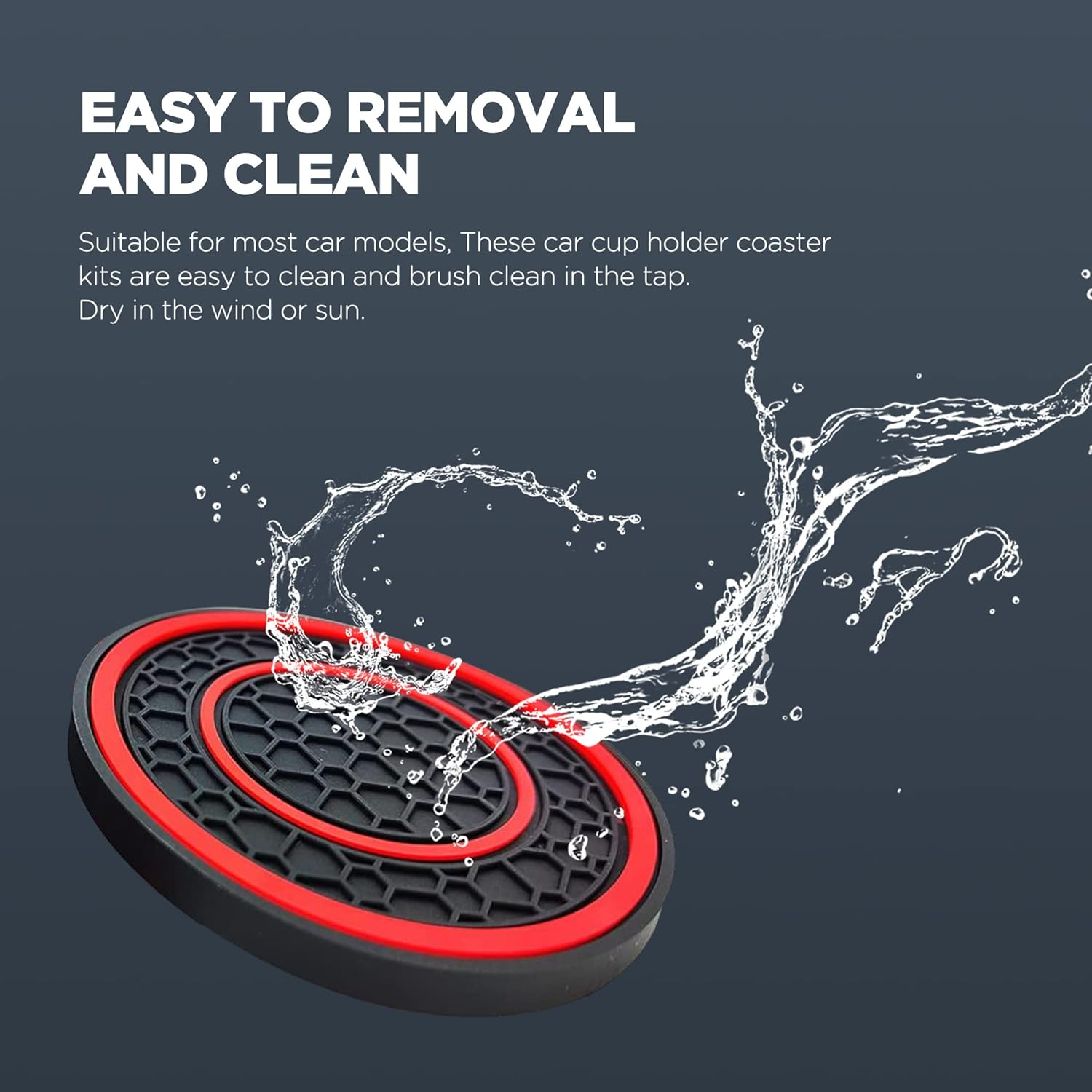 2 PCS Car Cup Holder Coaster,Car Coasters Cup Mats,2.75 Inch Universal Car Cup Coasters,Non-Slip anti Dust Mats Cup Holder Insert Coaster, Suitable for Most Car Interior (Red) image number 3