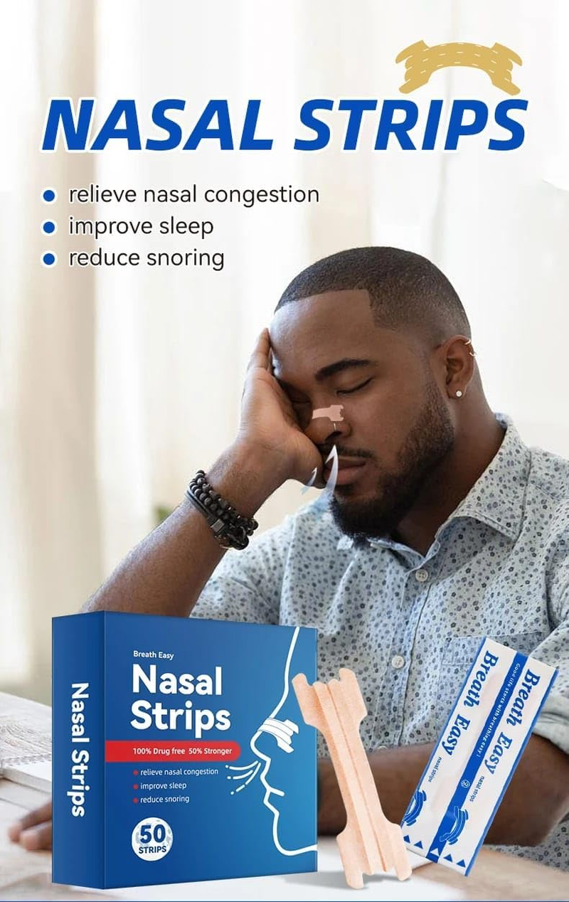 Nose Strips for Better Sleep - Pack of 50 Nasal Strips for Snoring Relief & Easy Breathing