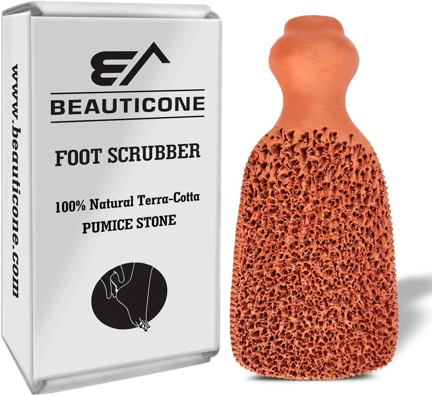 BEAUTICONE 100% Natural Terracotta Pumice Stone for Feet - Durable Callus Remover for Cracked Heels & Dead Skin - Dual Sided Foot Scrubber Pedicure Tool for Foot Care, Foot Exfoliator 5+ Years image number 4