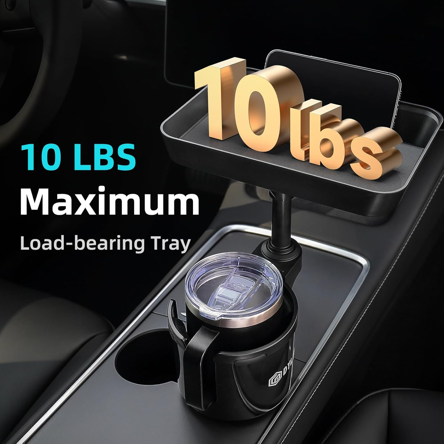 DYLEN Car Cup Holder Expander, 24Cm Detachable Car Food Tray Table for Eating, Cup Holder Expander Adapter for Car, Road Trip Essentials Fits Large Drink Bottles 500-1500 ML (7.1-10.7 CM) image number 3