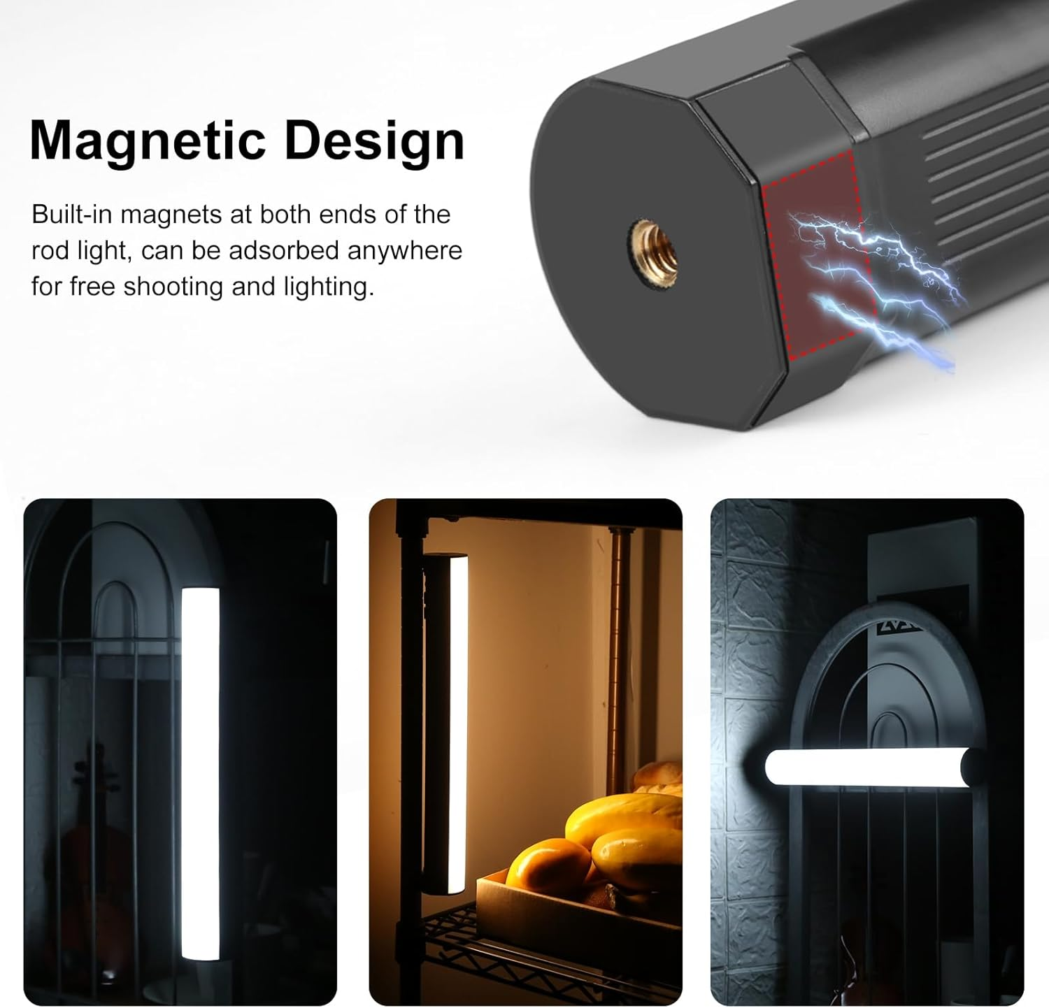 PULUZ Photography Lighting, 360&deg; Magnetic Handheld Light Wand with 2000Mah Rechargeable Battery, 2500-9000K Dimmable Tube Light for Camera, Studio Photography, Tiktok, Youtube, Vlogs (30Cm/11.8 In) - 30Cm. image number 6