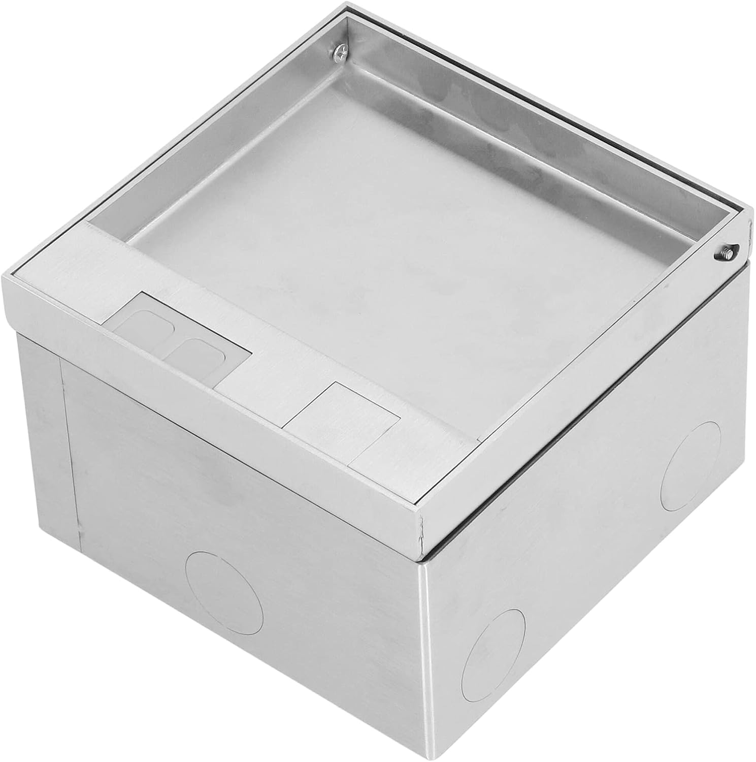 Floor Electrical Outlet Box, AC250V 4000W Embedded Stainless Steel Cover Dual Outlets Electrical Floor Box, Waterproof Desktop Floor Power Socket Box with Junction Box image number 2