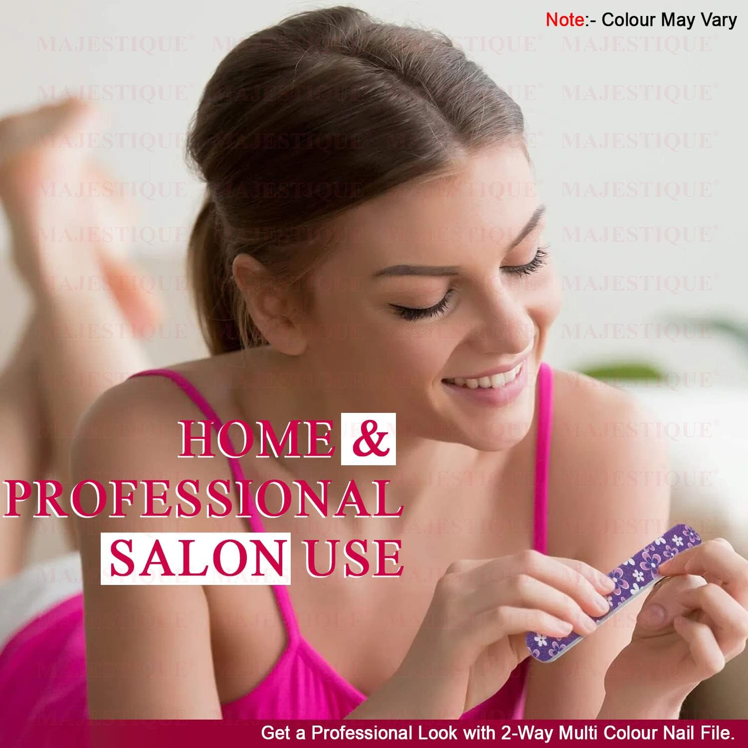 Majestique Professional Nail File and Buffers for Women Girls, Natural Emery Boards, High Grit Colorful Pattern Design Set of 2 Files image number 4