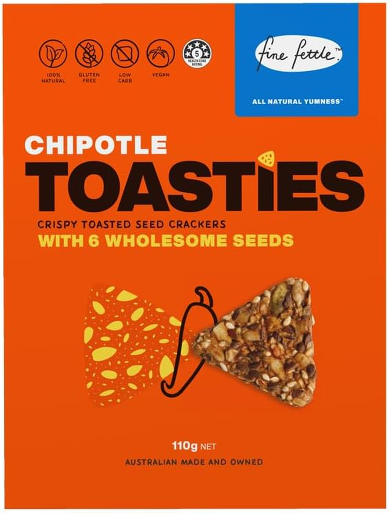 Fine Fettle Chipotle Toasties 110G X 3 - All Natural - No Preservatives - Gluten Free - Low Carb - Vegan, Keto & Paleo Friendly image number 2