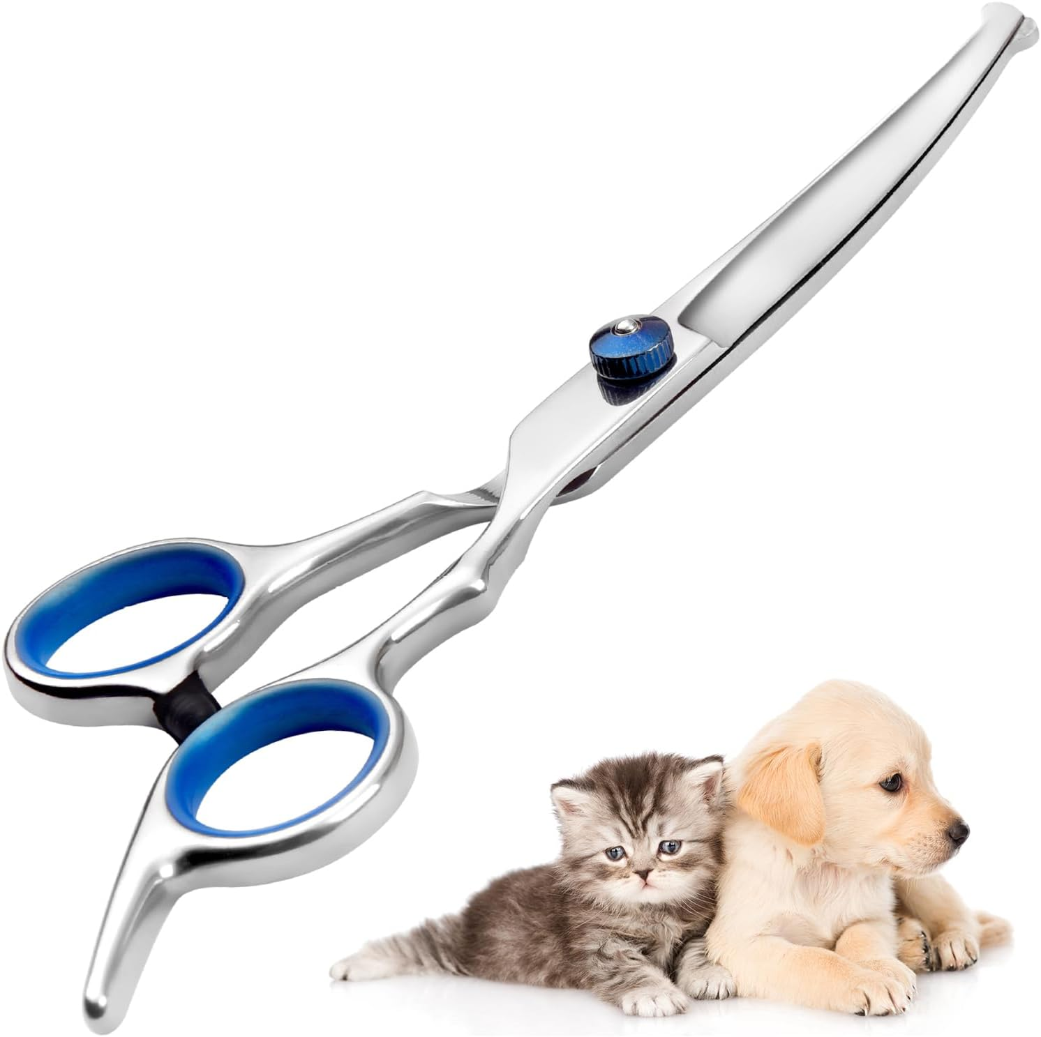 Lithyc Dog Scissors, Pet Grooming Scissors, Curved Dog Scissors, Cat Grooming Scissors, Professional round Grooming Scissors, Pet Care Tools Made of Stainless Steel image number 2