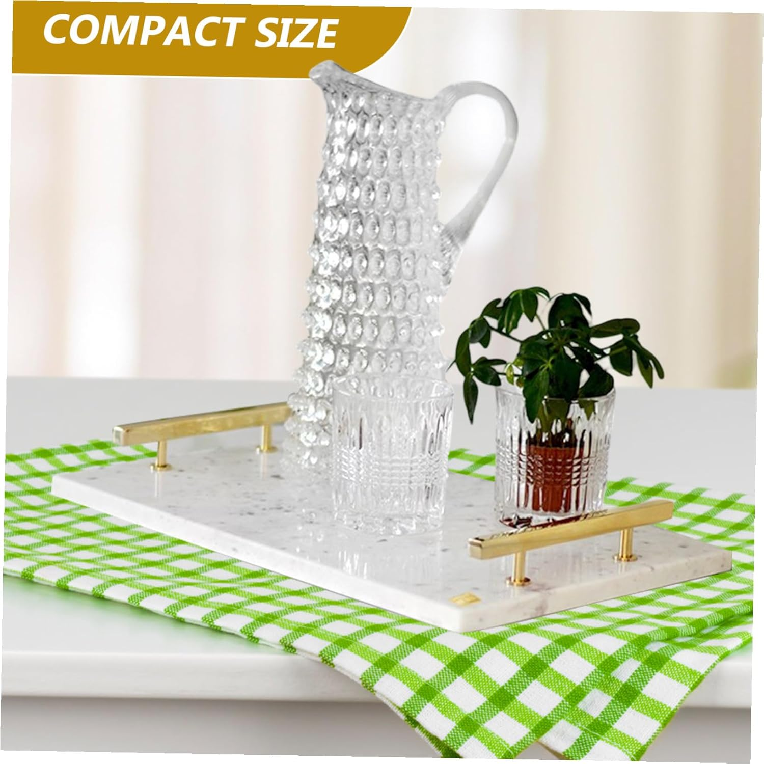 Didiseaon Marble Serving Tray Handles Marble Food Tray 30X20Cm Multipurpose Storage Plate for Kitchen and Dining image number 5