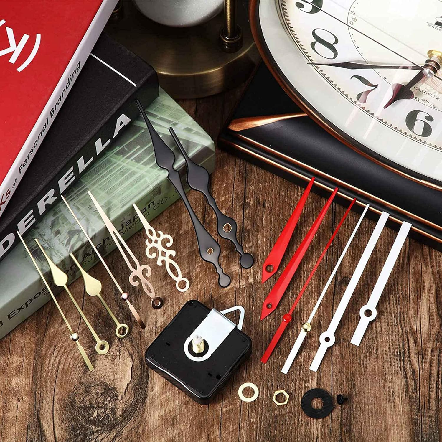 2Pcs Non-Ticking Quartz DIY Wall Clock Movement Mechanism Kit with 5 Different of Repair Parts Replacement image number 2