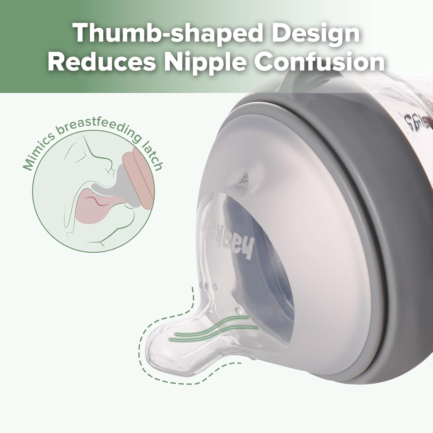 Haakaa Gen.3 Glass Baby Bottle 120Ml, with Anti-Colic Valve, Fast Flow, Mimic Breastfeeding, Temprature Resistant (Grey)&hellip; image number 3