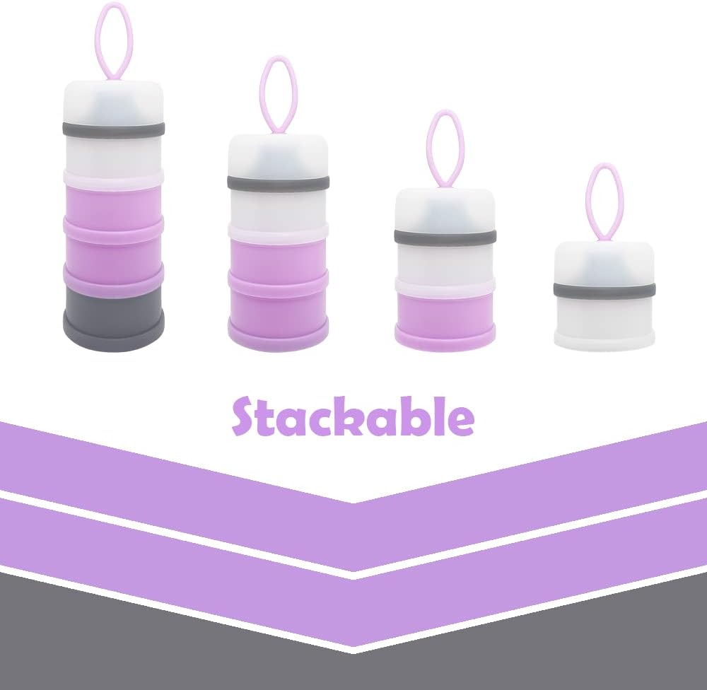 LADISO Baby Formula Dispenser, Portable Milk Powder Dispenser Container, Baby Feeding Travel Storage Container, Formula Mixer, Formula Holder, BPA Free, 4 Compartments, 2 Packs, Dispensador De F&oacute;rmula - Green 2 Packs image number 2