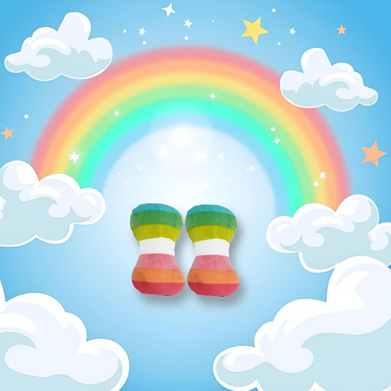 2Pcs Dog Plush Vocal Rainbow Dog Bone-Shape Chewing Pet Supplies for Pet Playing Use Adorable Quality and Practical Attractive and Professional Bone with Puncture Resistant Squeaker, Chew