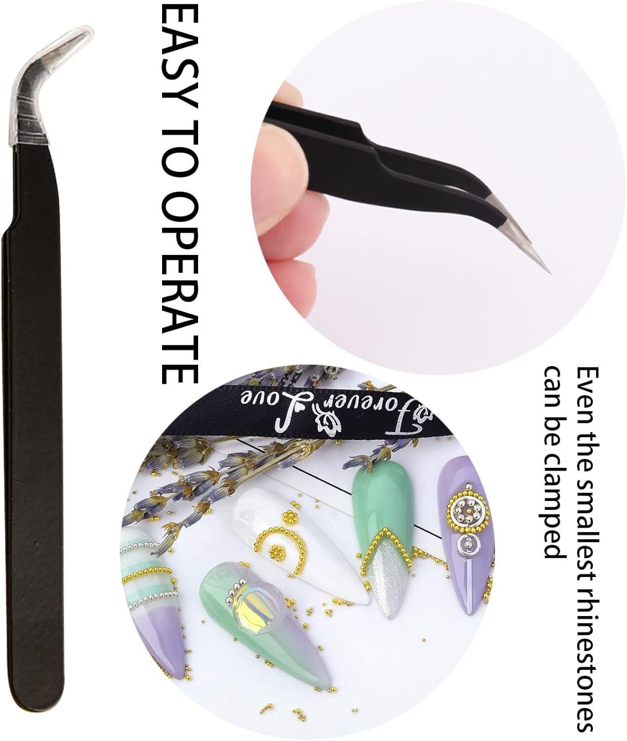 BDSHUNBF 1400 Piece Nail Art Rhinestones Set, Gold Glitter Stones Nail Art, Crystal Nail Stones Set, Stars Moon Nail Art Charms, for Nails DIY, with Tweezers and Drill Pen image number 6