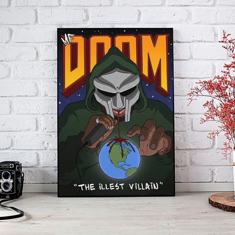 ZIENVE MF Doom Posters for Room Decor, Canvas Rapper Music Album Cover Wall Art Prints Home Decor, 30 X 45Cm Unframed B image number 5