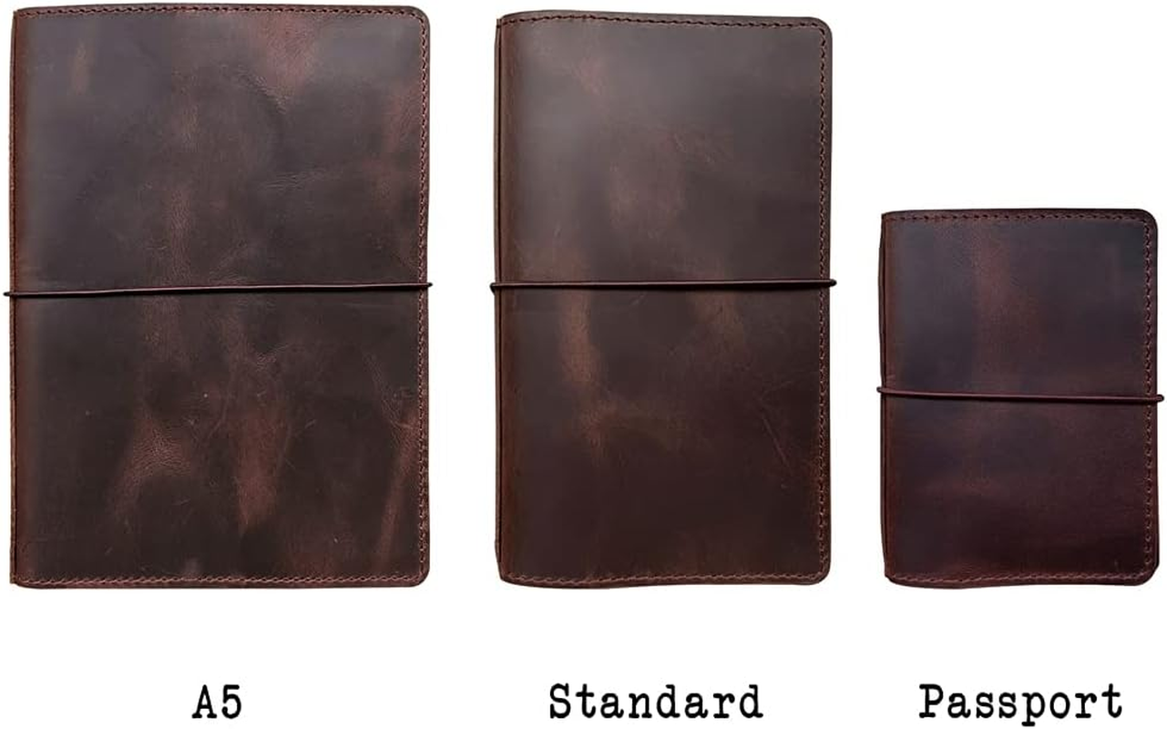 Travelers Notebook Cover with Inner Pockets, Card Slots and Pen Holder, A5 Size, Dark Brown image number 5