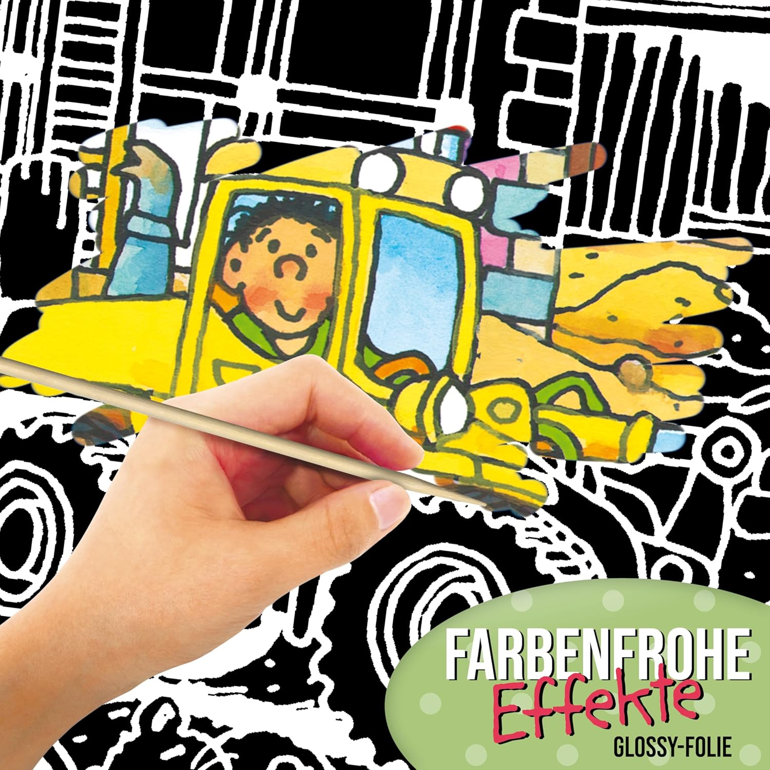 Lutz Mauder Scratch Pictures - Creative Painting and Craft Set for Children - 4 Designs Construction Site - Magic Rainbow Effects - DIY Scratch Paper - Wooden Pen - Scratch Block - Gift Idea for Girls image number 5