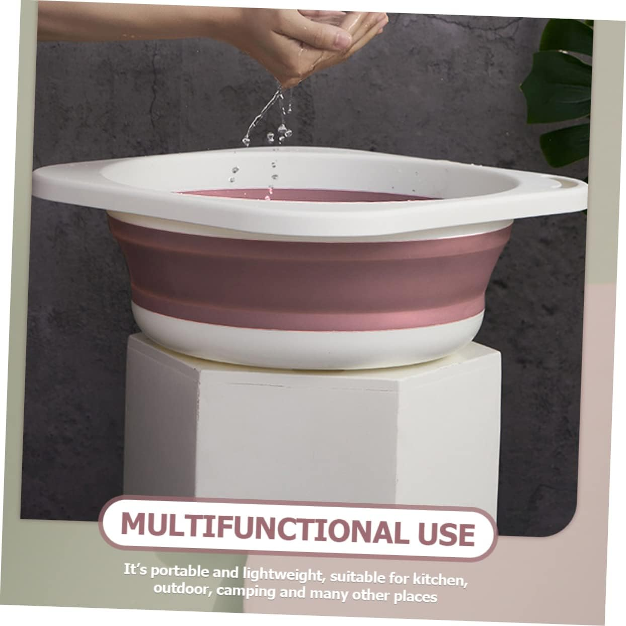 LOLIPPYY Multi-Use Wash Basin Foldable Basin for Face Vegetable Washing Storage Camping image number 2