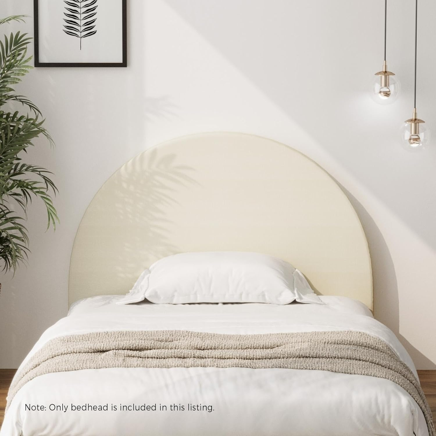 OIKITURE Headboard with Faux Line Fabric King Single Bed Head Bedhead image number 1