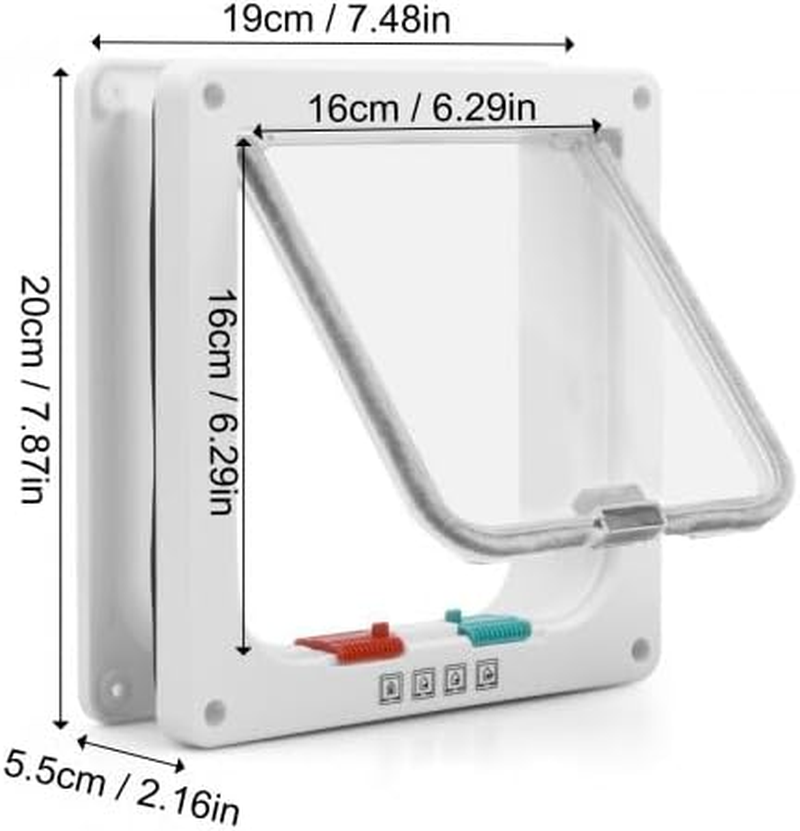 Cat Flap, 4-Way Locking Large Cat Door, Room Door, Weatherproof Cat Door, Cat Doors for Thin Door and Wall, Dog Door Window Magnetic Closure for Pets, Indoor Outdoor Door (M) image number 1