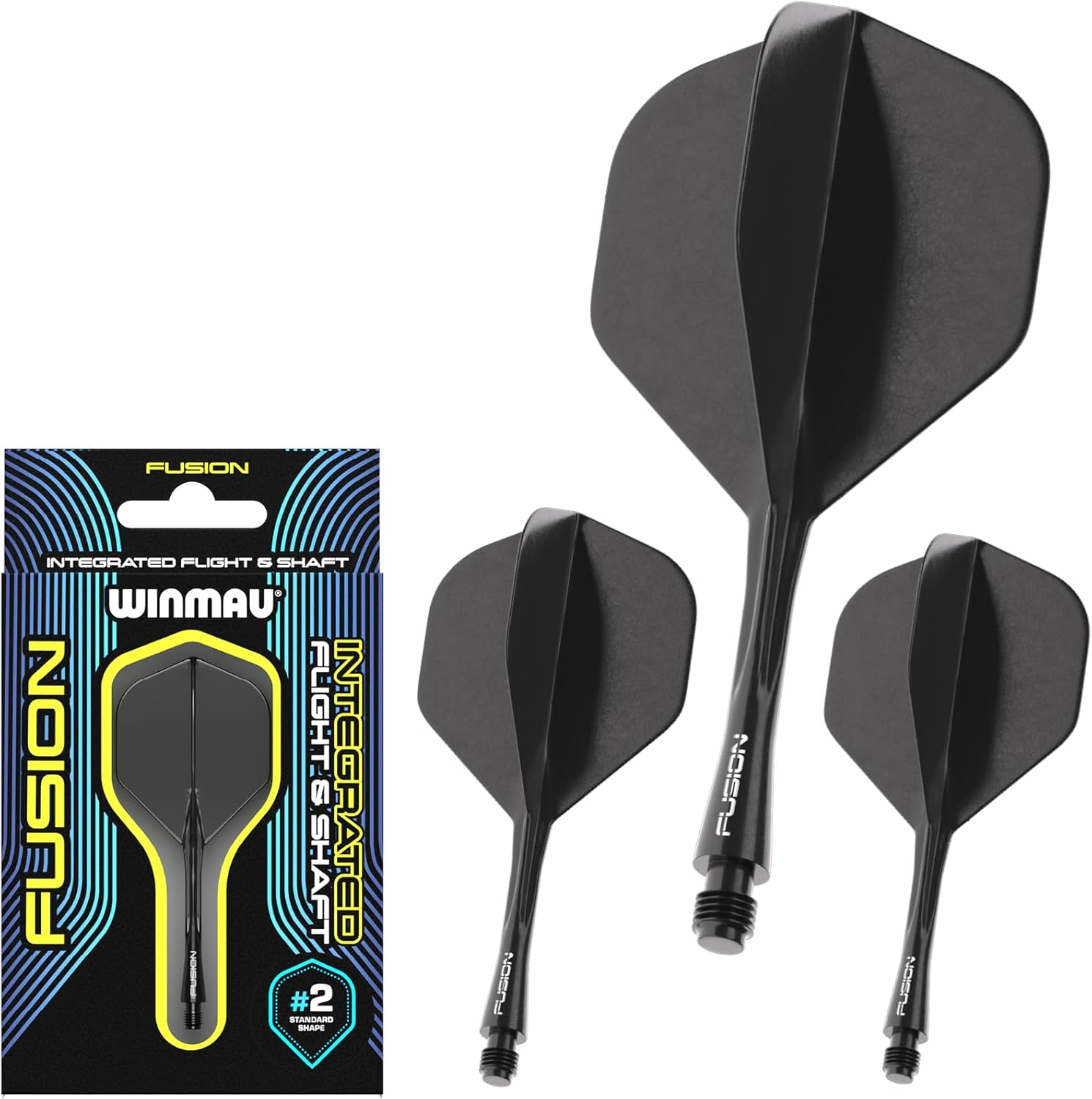 WINMAU Fusion Intergrated Dart Flight and Shaft System - 1 Set per Pack (3 Flights and Shafts in Total)