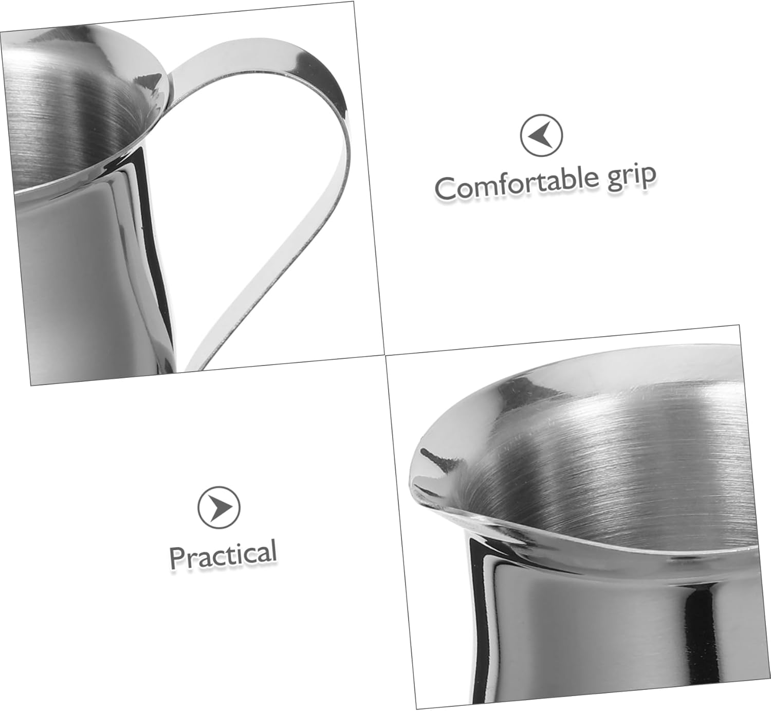 MOKKHNB 2Pcs Stainless Steel Milk Frother Pitchers 3Oz/90Ml Small Espresso Steaming Jugs Metal Milk Jug Cups for Coffee Latte Art Accessories image number 1