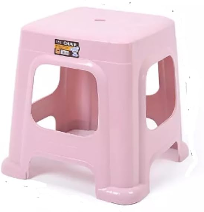 2Pcs 47Cm / 31Cm Height Plastic Stacking Stool Outdoor Indoor Stool &Chair Kitchen Dining Garden Audult/Kid Party Fishing Light Heavy Duty (47Cm White)