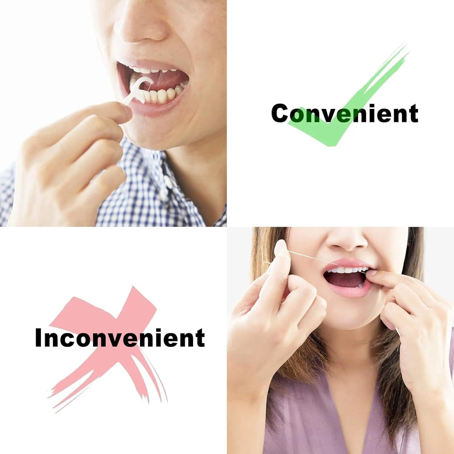 Dual-Function Dental Floss Picks, 40Pcs Food-Grade Polymer Teeth Cleaners, Braces Friendly with 4 Travel Cases for Family Use - Fengea image number 1