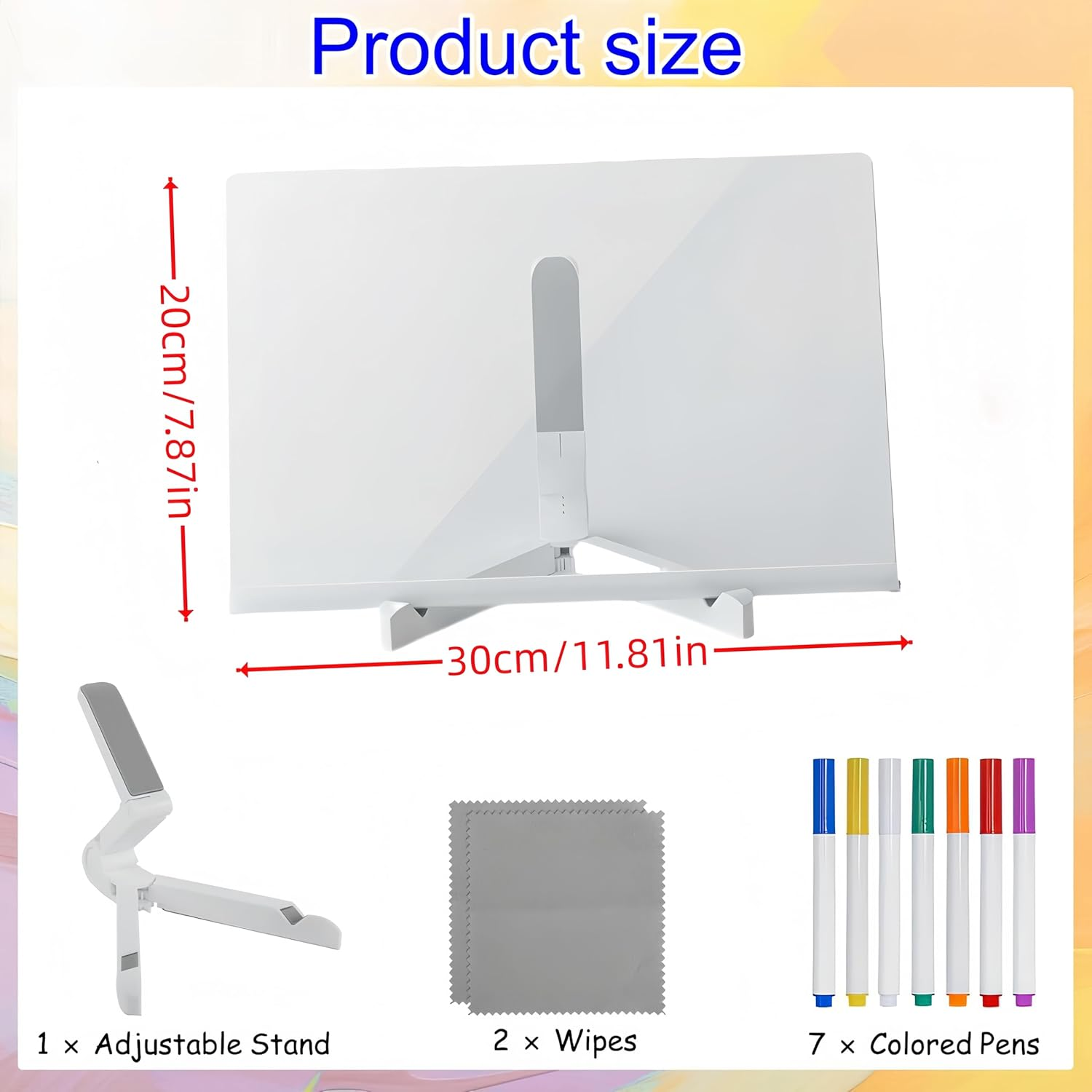 Febohao Led Acrylic Board Light up Drawing Board Noteboard with Colors Dry Erase Board with 7 Pens (11.8 X7.9 In) image number 2