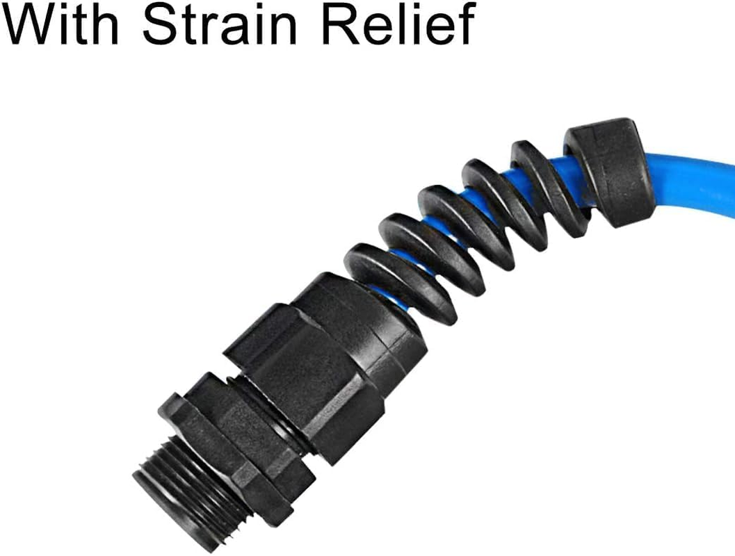 Walquicks 12 Pcs Black PG7 IP68 Cable Gland 3-6.5Mm Wire Hole Waterproof Nylon Joint with Adjustable Flex Spiral Locknut and Strain Relief for Cable Fixing image number 3